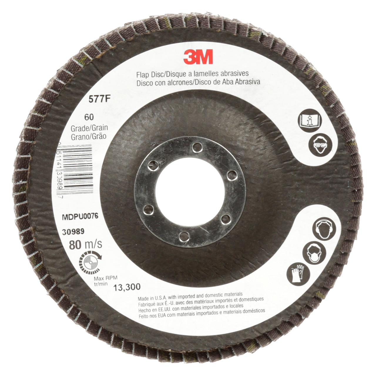 3M 7000119468 | 7" OAD 577F x 7/8" Hole Diameter YF Weight 36 Grit Alumina Zirconia Flap Disc