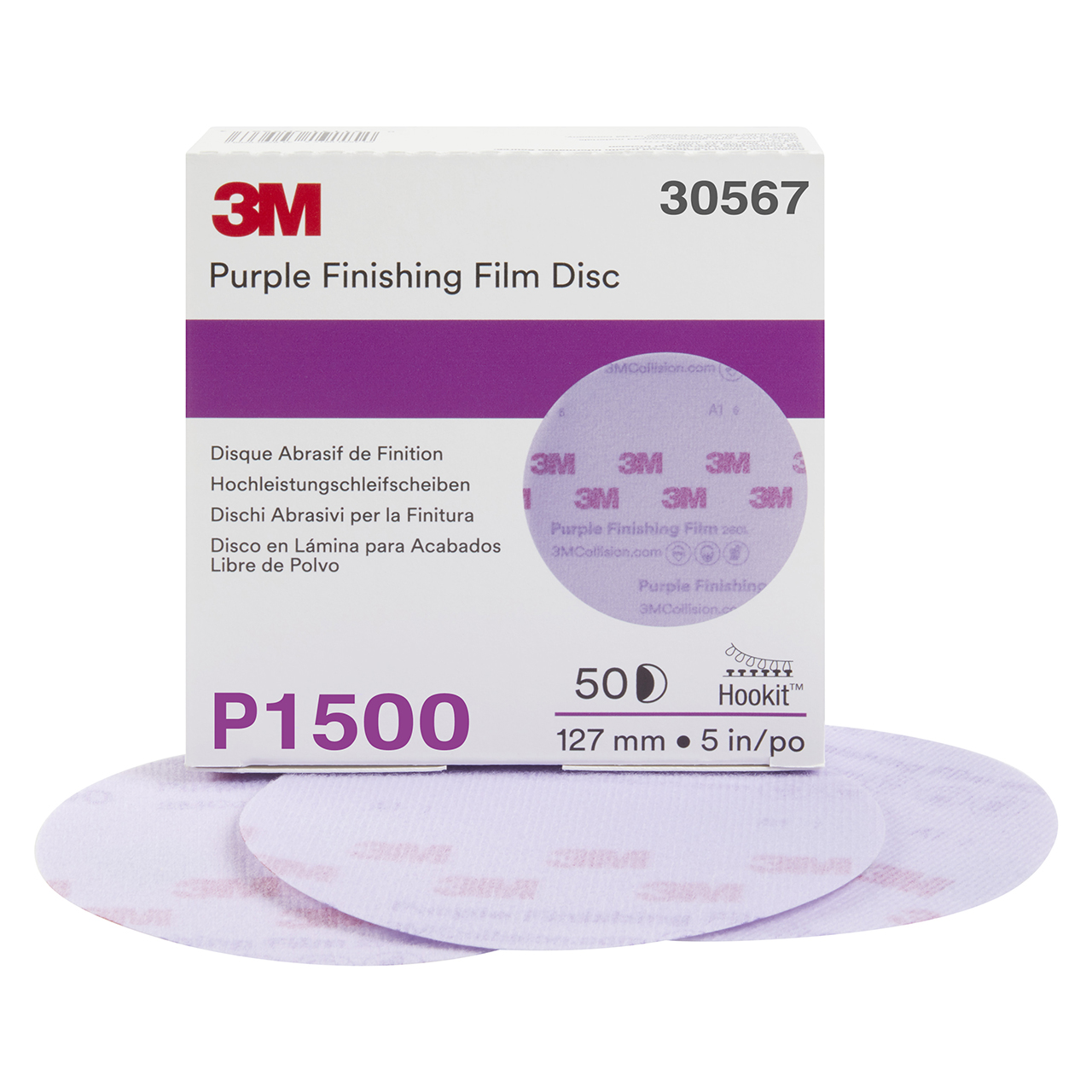 3M 7100122806 | 30567 Hookit 5" Diameter 260L P1500 Grit Aluminum Oxide Film Abrasive Disc