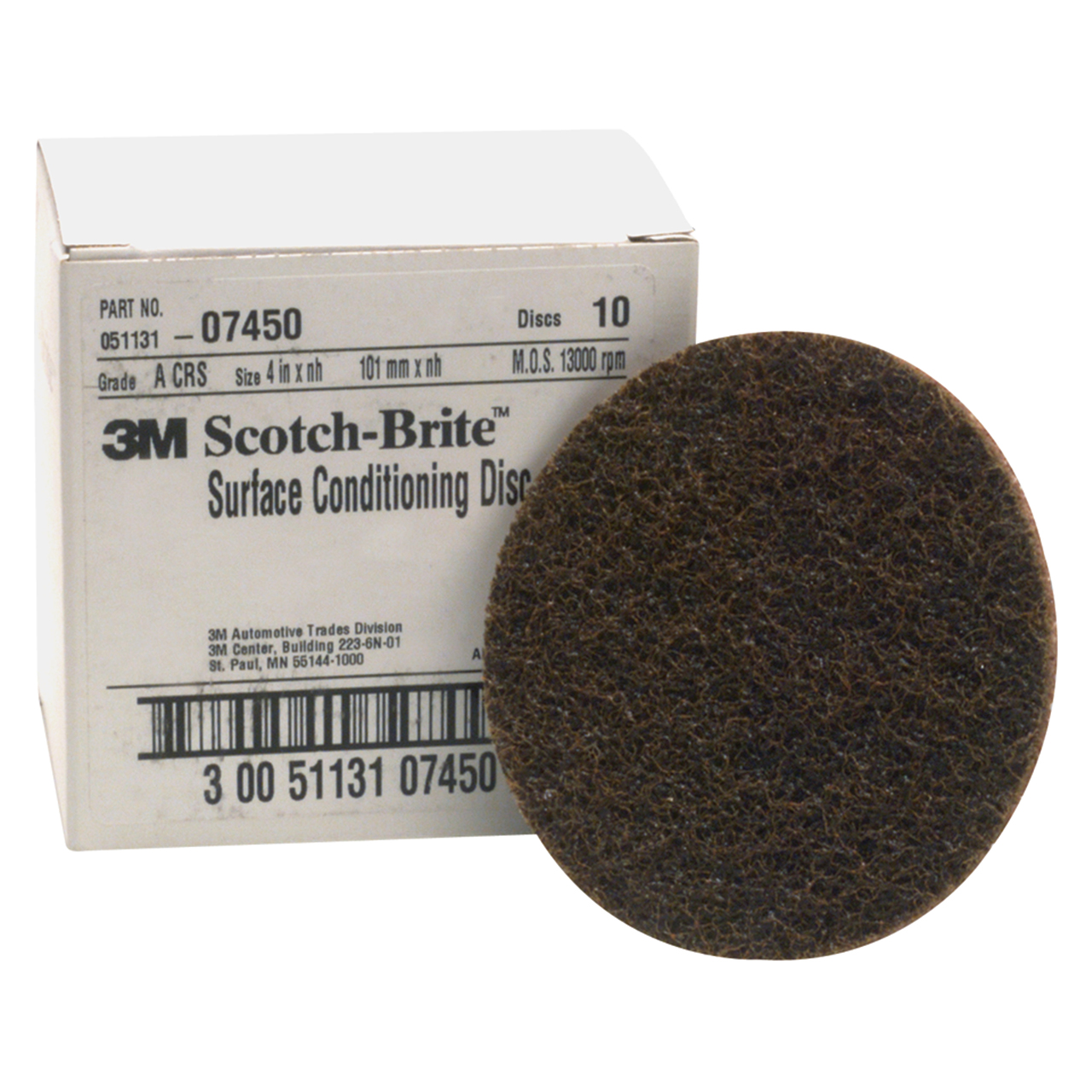 3M 7000120841 | 07450 Scotch-Brite 4" Diameter SC-DH Coarse Aluminum Oxide Surface Conditioning Disc