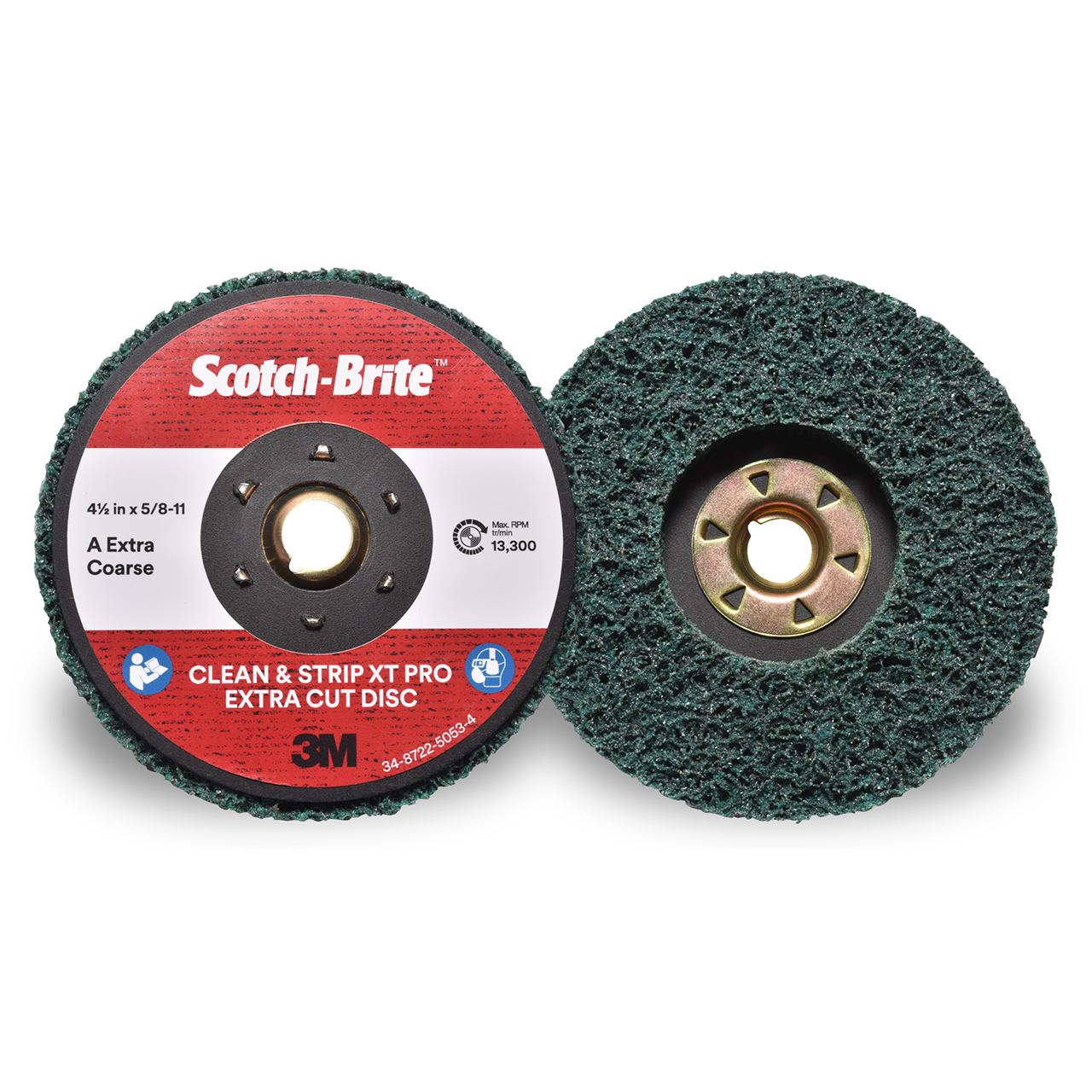 3M 7100175465 | Scotch-Brite 4-1/2" Diameter XC-DN Extra Coarse Aluminum Oxide Clean and Strip XT Pro Extra Cut TN Quick Change Disc
