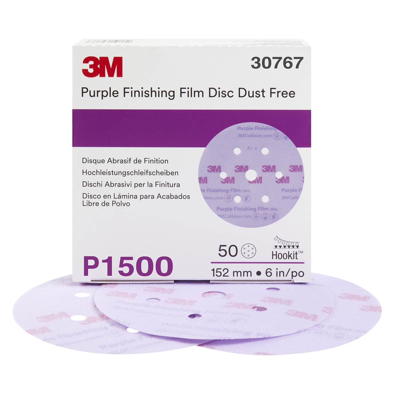 3M 7100122779 | 30767 Hookit 6" Diameter 260L P1500 Grit Aluminum Oxide Film Abrasive Disc
