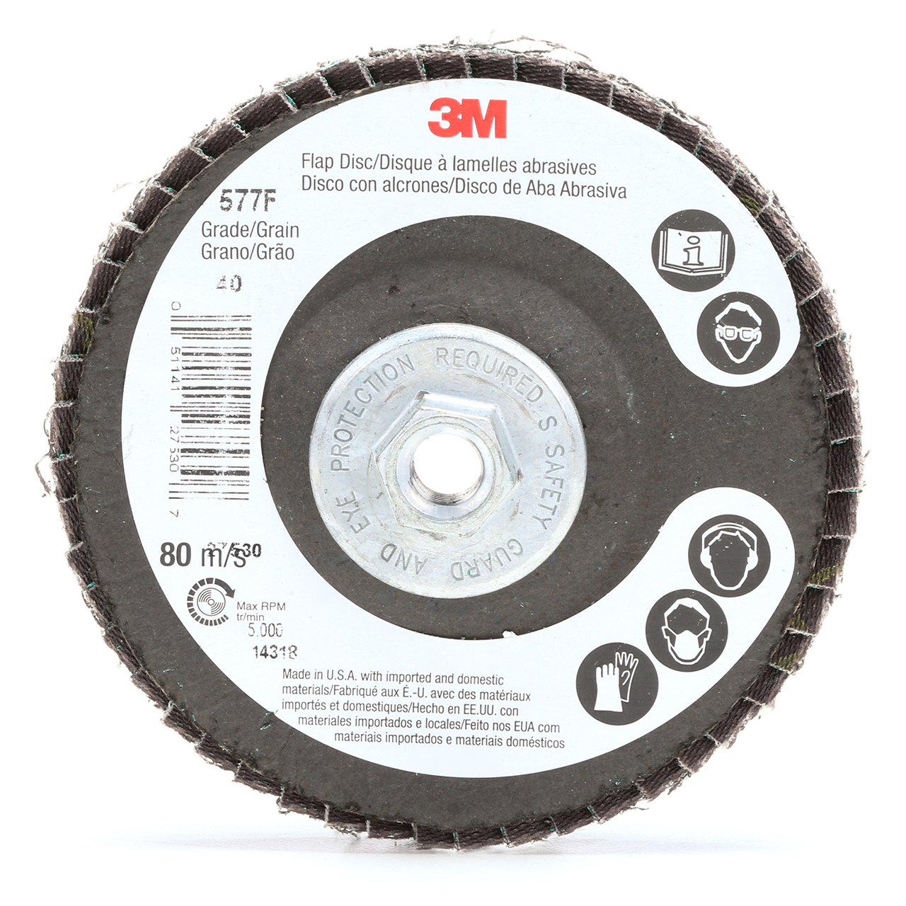 3M 7010326755 | 4" Diameter 577F 80 Grit Alumina Zirconia Flap Disc