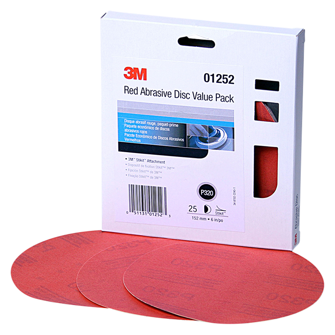 3M 7010362823 | 01252 6" Diameter 316U A Weight Medium P320 Grit Aluminum Oxide Red Abrasive Disc
