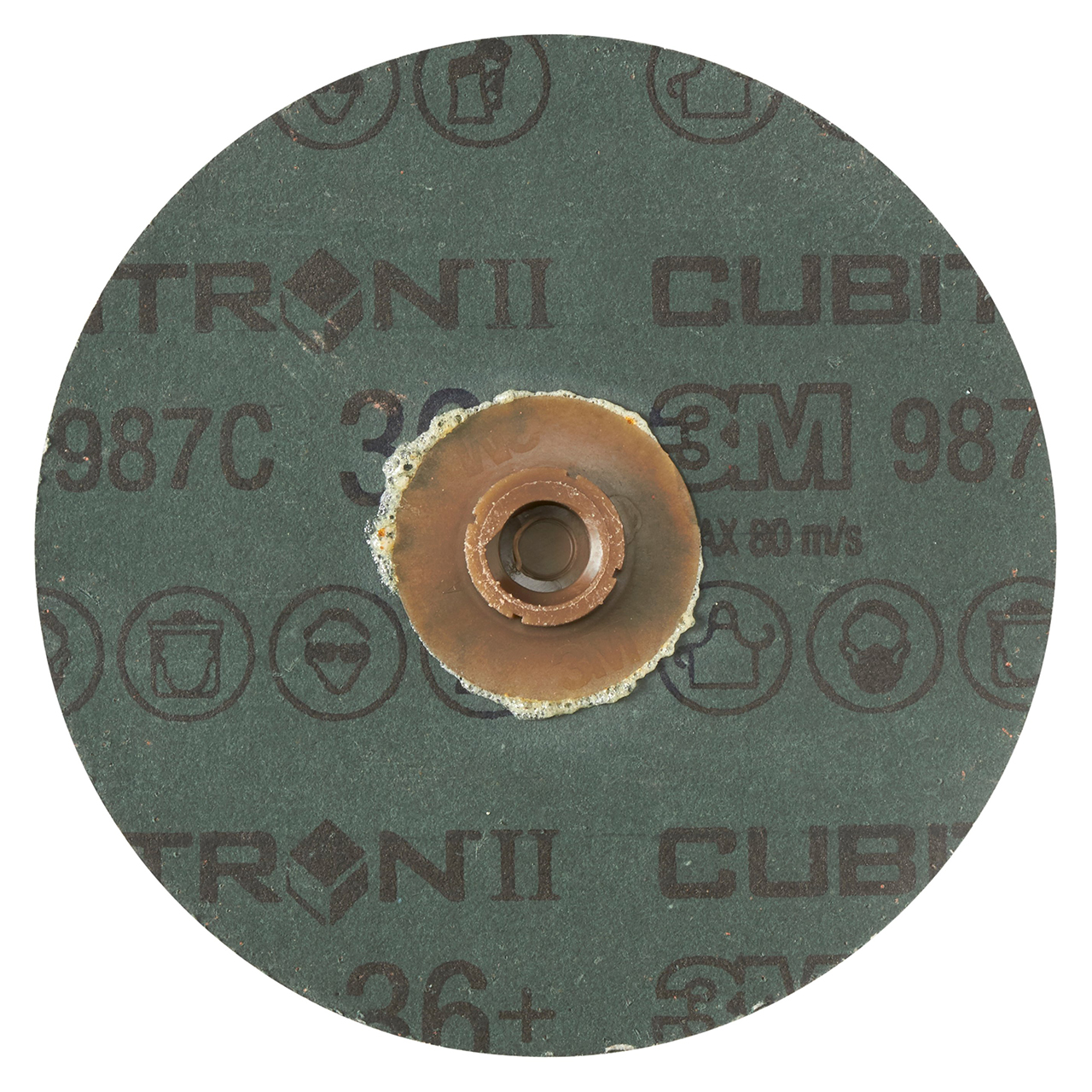 3M 7100096553 | Cubitron II Roloc 4" Diameter 987C 36+ Grit Precision Shaped Ceramic Fiber Disc