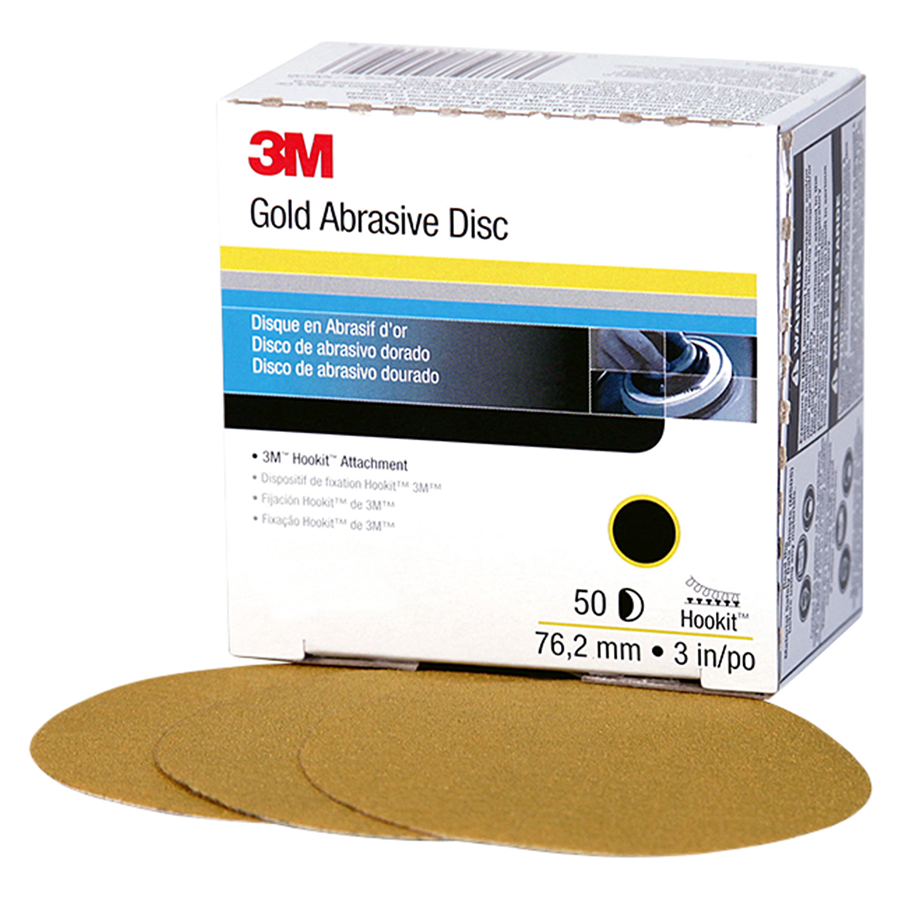 3M 7000119710 | 00912 Hookit 3" Diameter 216U A Weight Medium P500 Grit Aluminum Oxide Gold Disc