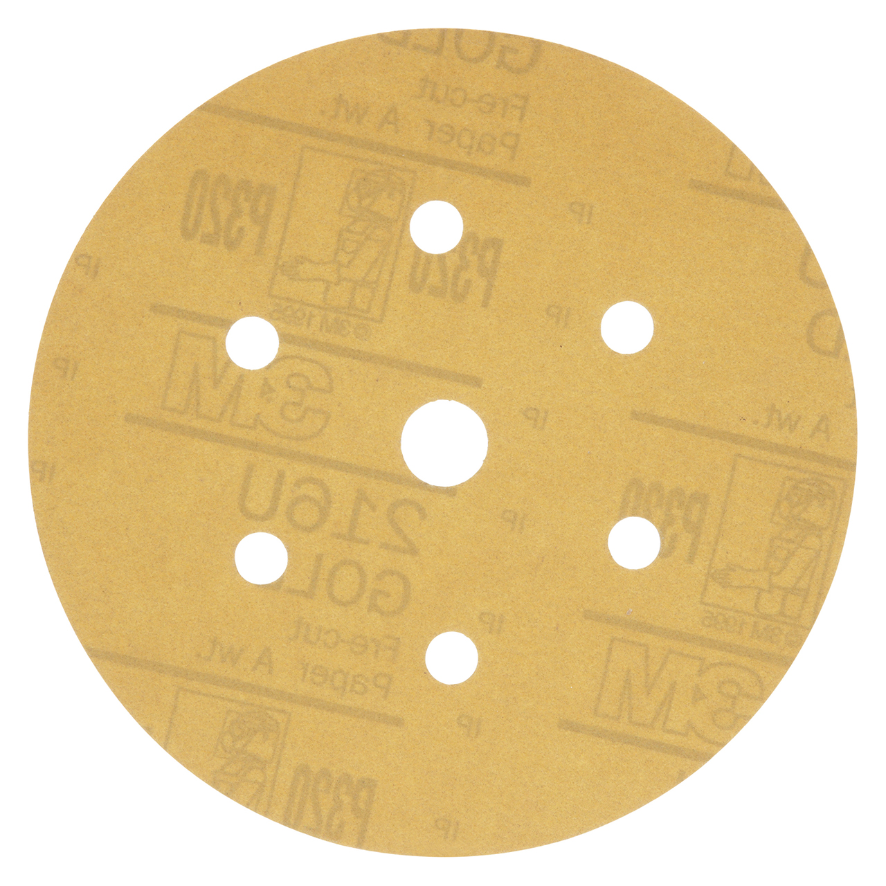 3M 7000119689 | 01075 Hookit 6" Diameter 216U A Weight Medium P320 Grit Aluminum Oxide Gold Disc