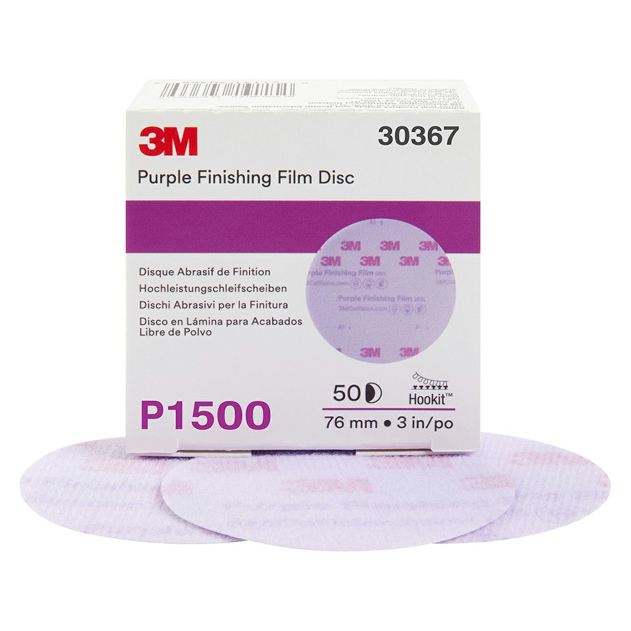 3M 7100123055 | 30367 Hookit 3" Diameter 260L P1500 Grit Aluminum Oxide Film Abrasive Disc