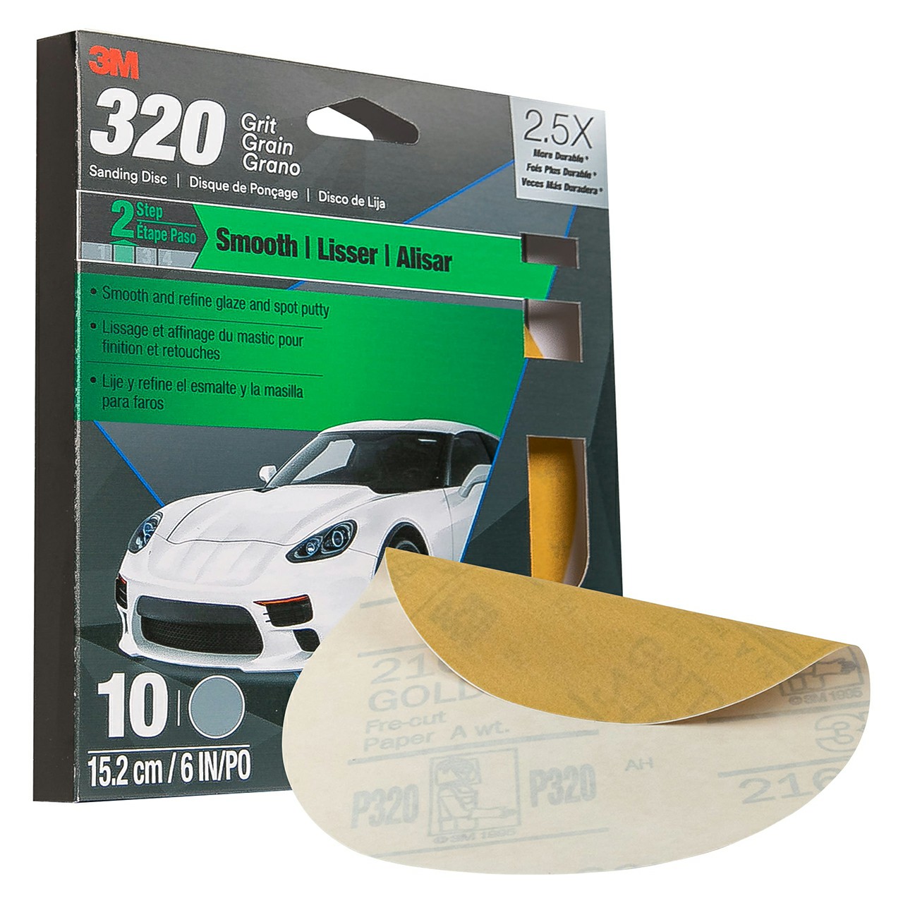 3M 7010300624 | 31446 Stikit 6" Diameter 320 Grit Aluminum Oxide Sanding Disc