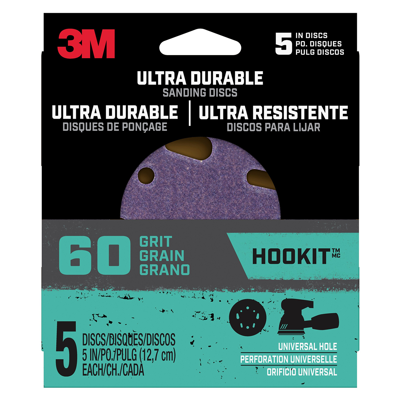 3M 7100188460 | 5" Diameter 60 Grit Ceramic Aluminum Oxide Ultra Durable Sanding Disc