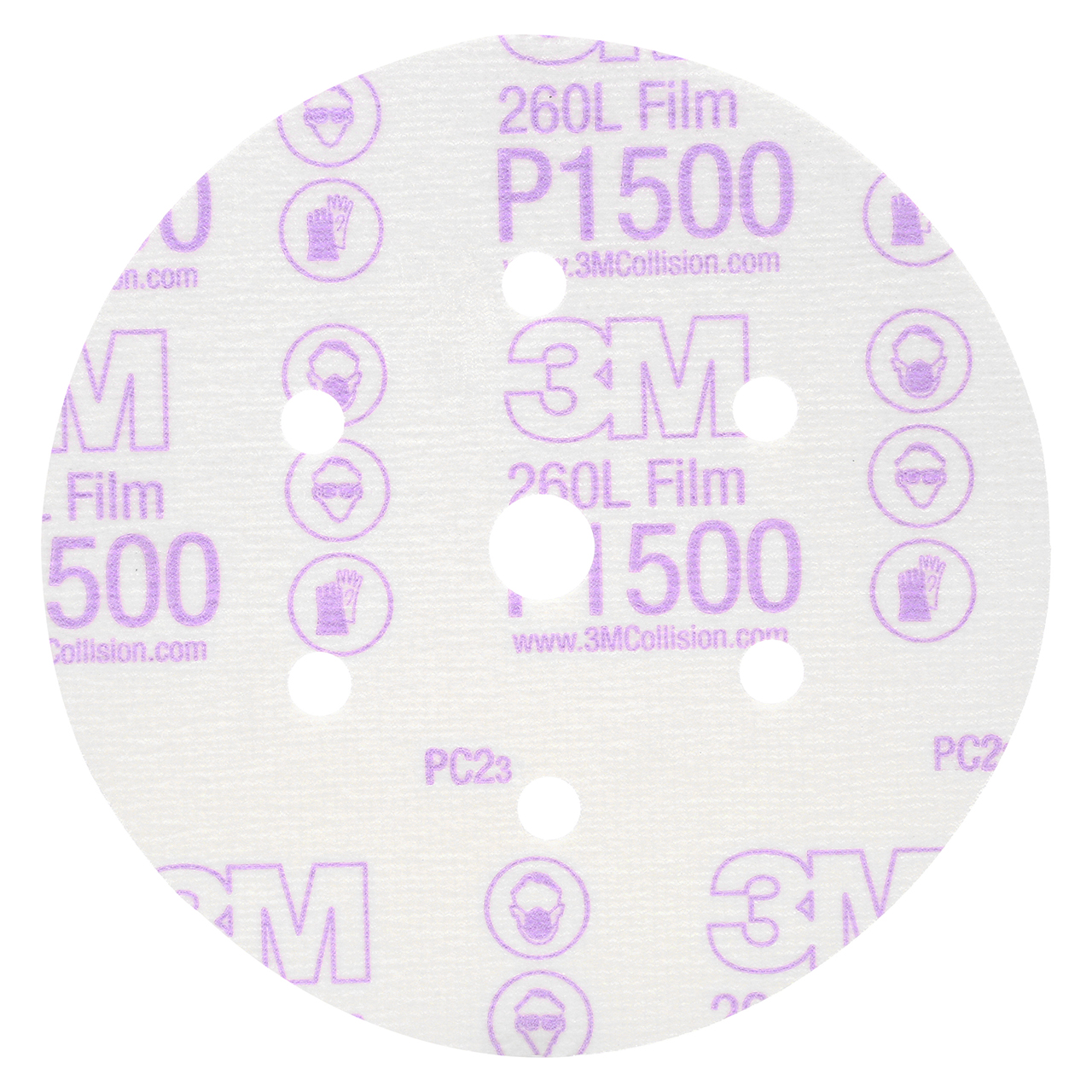 3M 7000119694 | 01050 Hookit 6" Diameter 260L P1500 Grit Aluminum Oxide Film Abrasive Disc