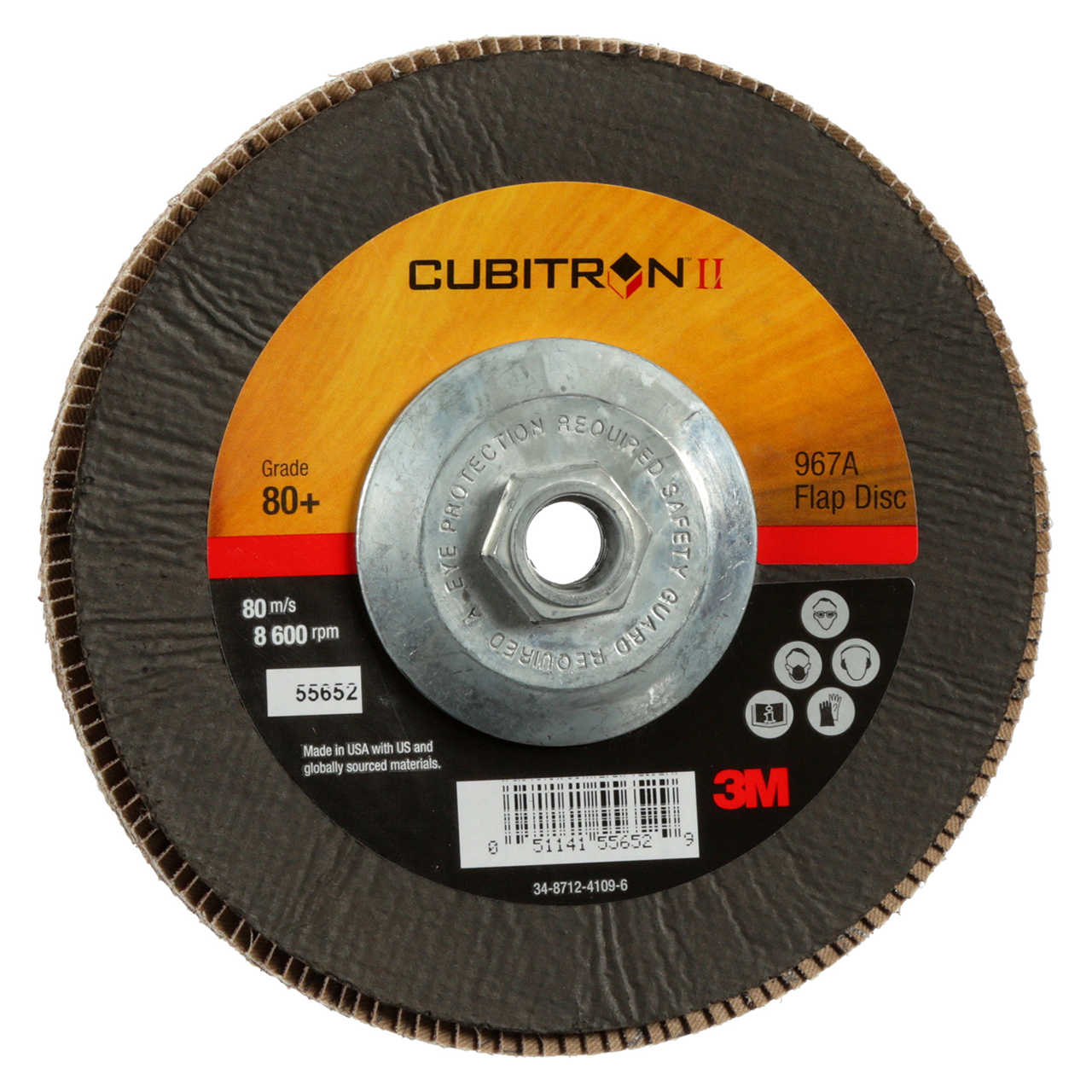 3M 7010308948 | Cubitron II 7" Diameter 967A Y Weight 80+ Grit Precision Shaped Ceramic Flap Disc