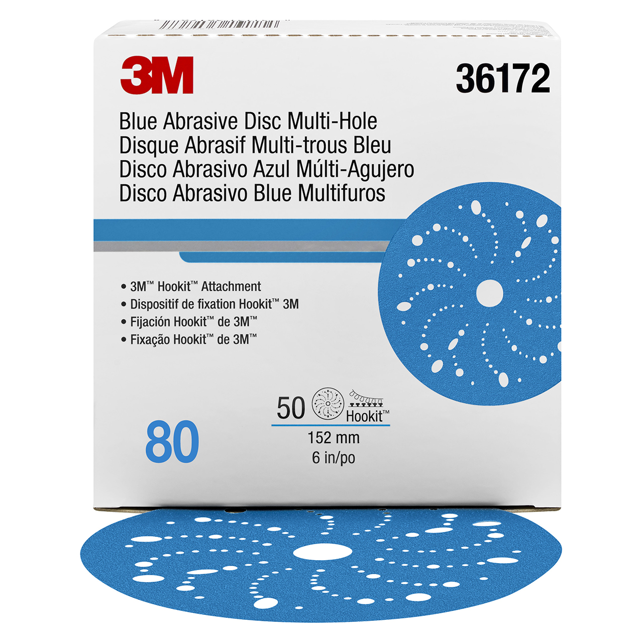 3M 7100091244 | 36172 Hookit 6" Diameter 321U C Weight 80 Grit Ceramic Aluminum Oxide Blue Abrasive Disc