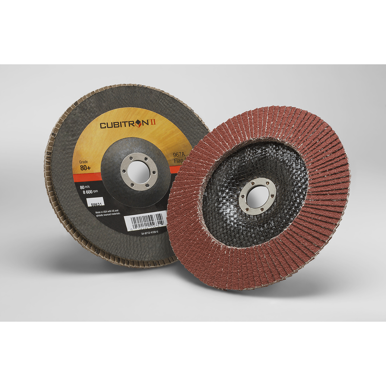 3M 7000148192 | Cubitron II 7" OAD 967A x 7/8" Hole Diameter Y Weight 80+ Grit Precision Shaped Ceramic Flap Disc