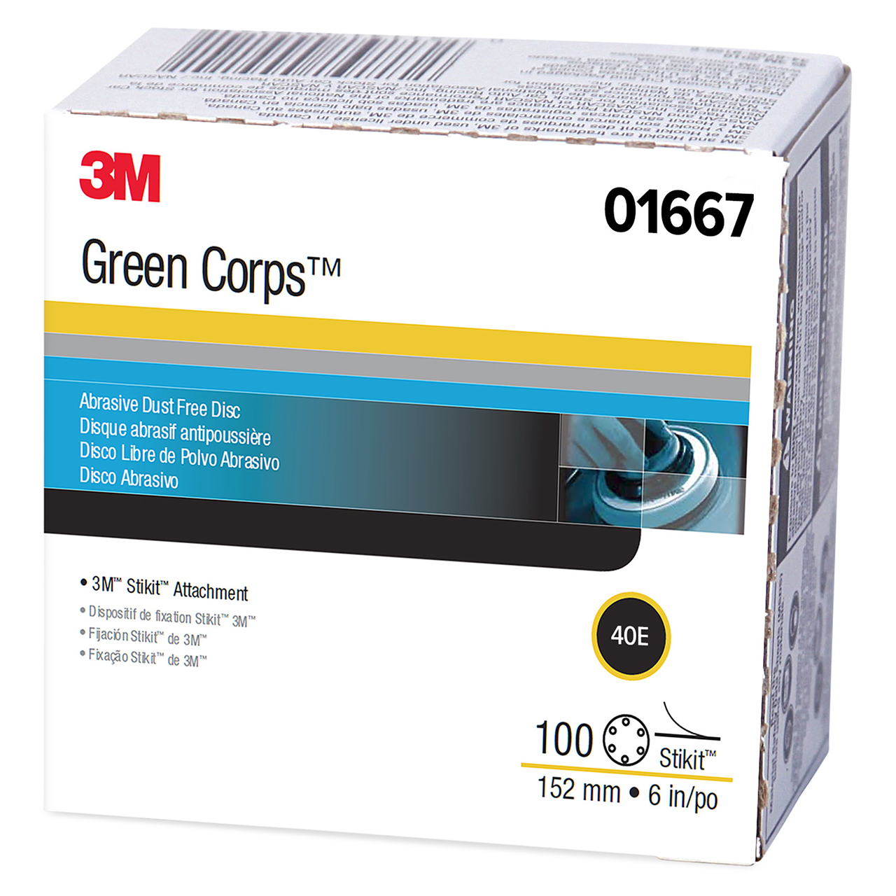 3M 7000120335 | 01667 Green Corps Stikit 6" Diameter 251U E Weight Coarse 40 Grit Aluminum Oxide Green Disc