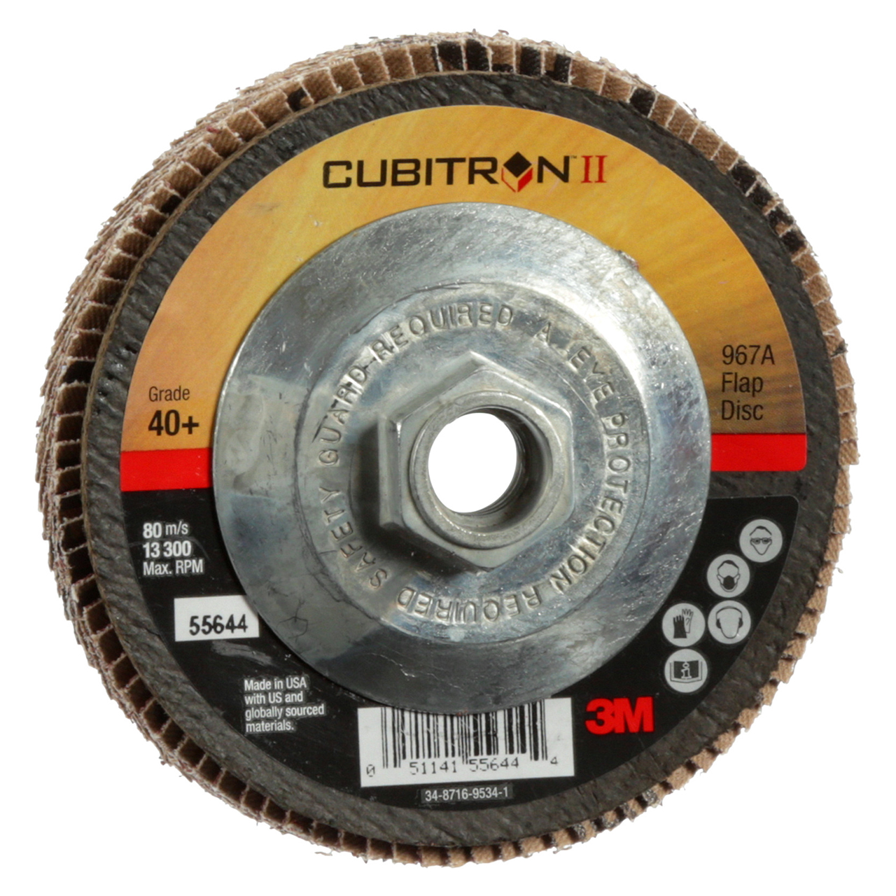 3M 7010363306 | Cubitron II 4-1/2" Diameter 967A Y Weight 40+ Grit Precision Shaped Ceramic Flap Disc