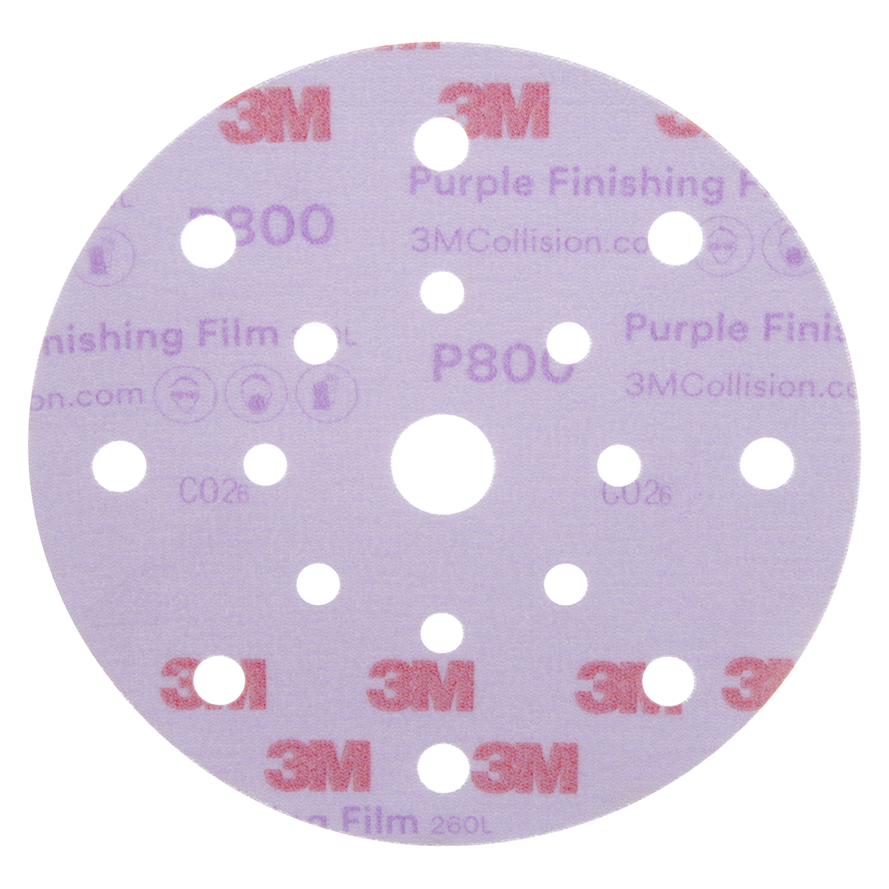 3M 7100122797 | 34781 Hookit 6" Diameter 260L P800 Grit Aluminum Oxide Film Abrasive Disc