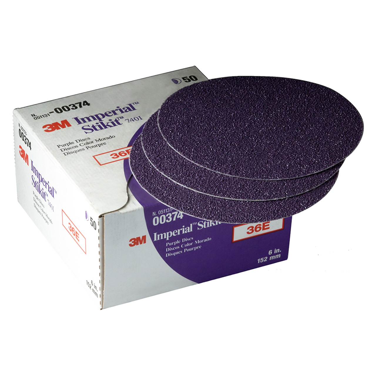 3M 7010359431 | 00374 Imperial Stikit 6" Diameter 740I E Weight 36 Grit Ceramic Aluminum Oxide Purple Abrasive Disc