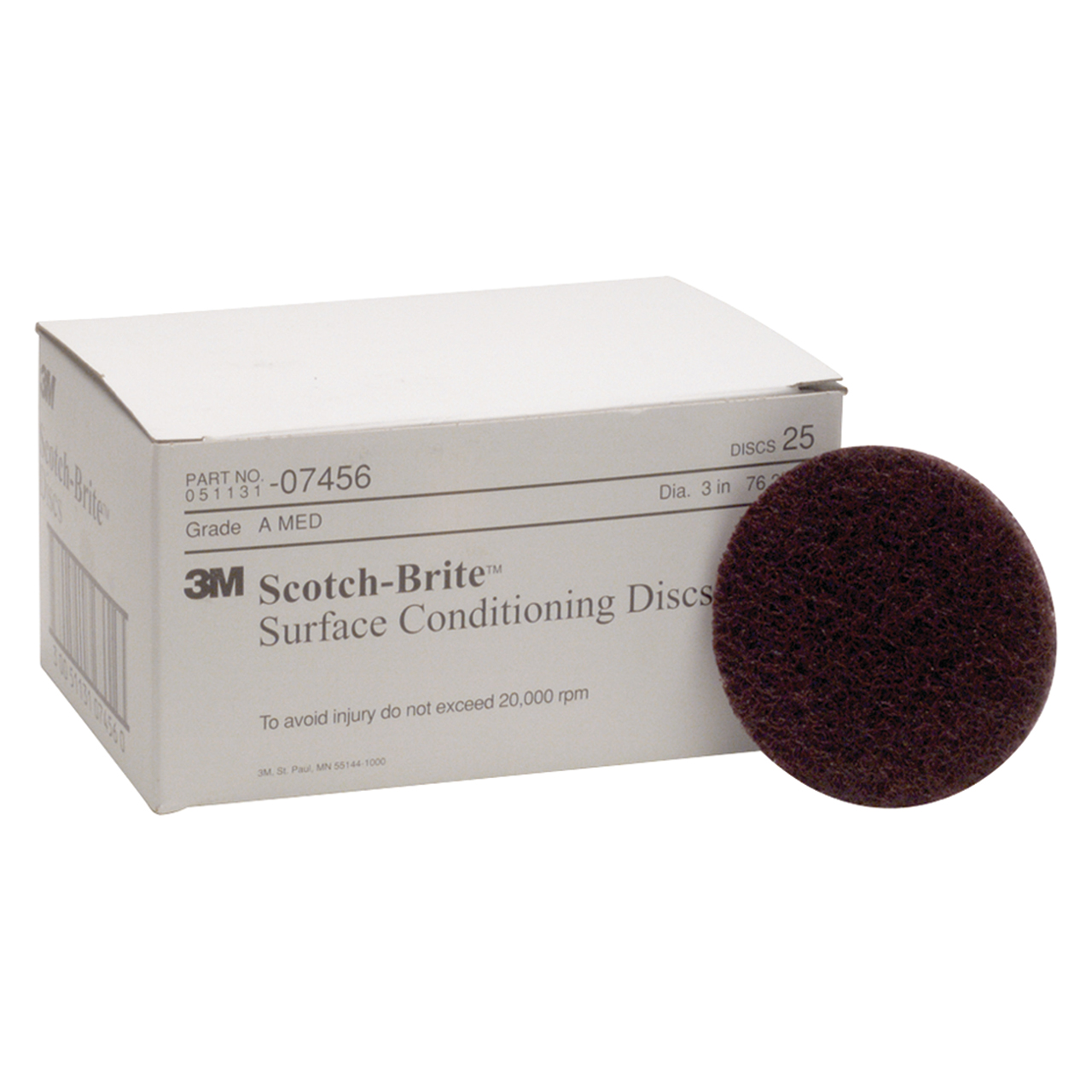 3M 7000120659 | 07456 Scotch-Brite 3" Diameter SC-DH Medium Aluminum Oxide Surface Conditioning Disc