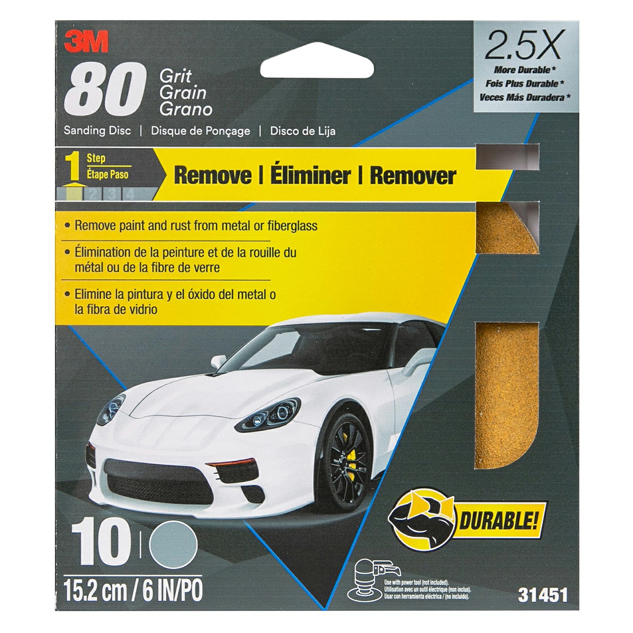 3M 7010363234 | 31451 Stikit 6" Diameter 80 Grit Aluminum Oxide Sanding Disc