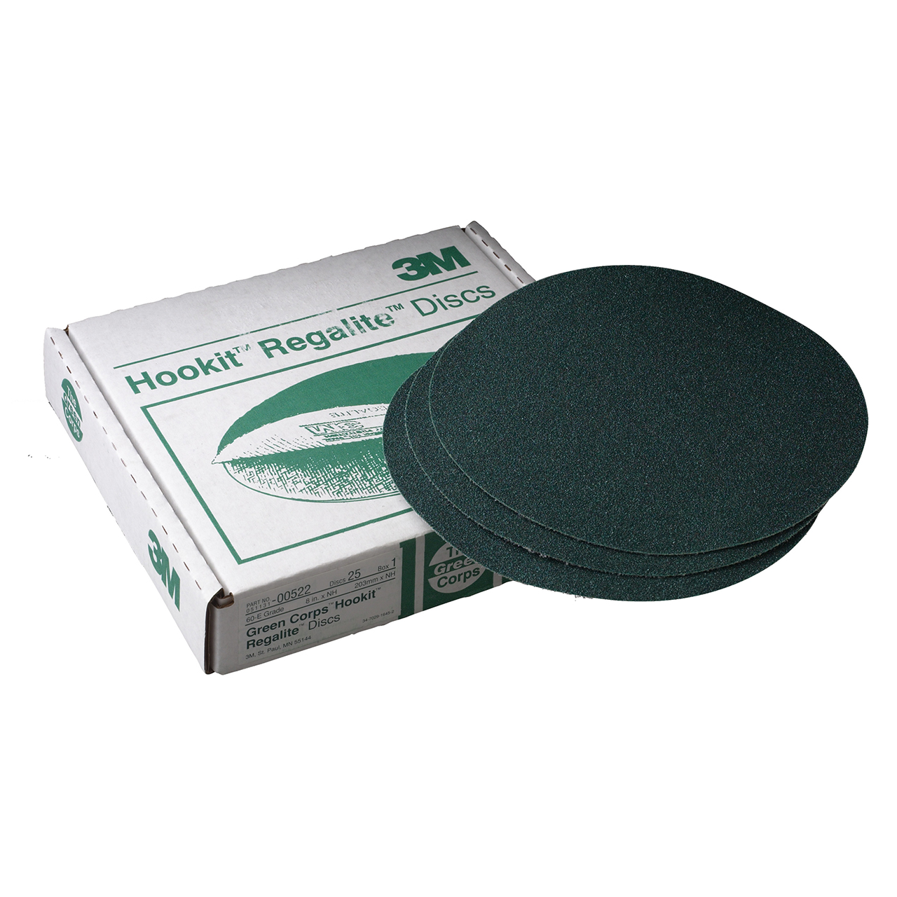 3M 7000120348 | 00522 Green Corps Hookit 8" Diameter 255U E Weight 60 Grit Ceramic Aluminum Oxide Green Disc