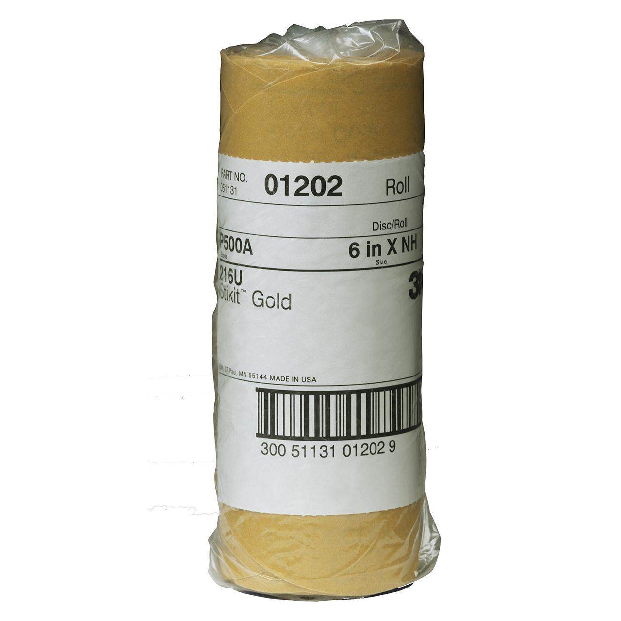 3M 7000119699 | 01202 Stikit 6" Diameter 216U A Weight Medium P500 Grit Aluminum Oxide Gold Disc Roll
