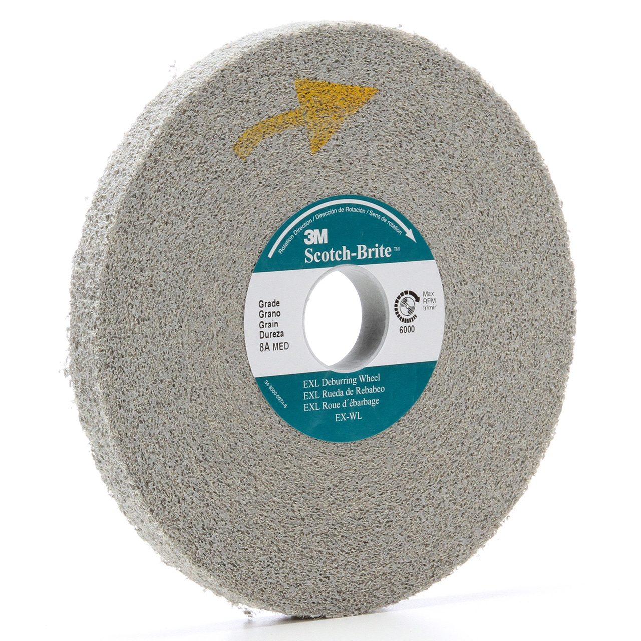 3M 7100221756 | Scotch-Brite 1" Hole Diameter x 4" OAD x 1-13/16" Width Fine Grade Silicon Carbide Deburring Wheel