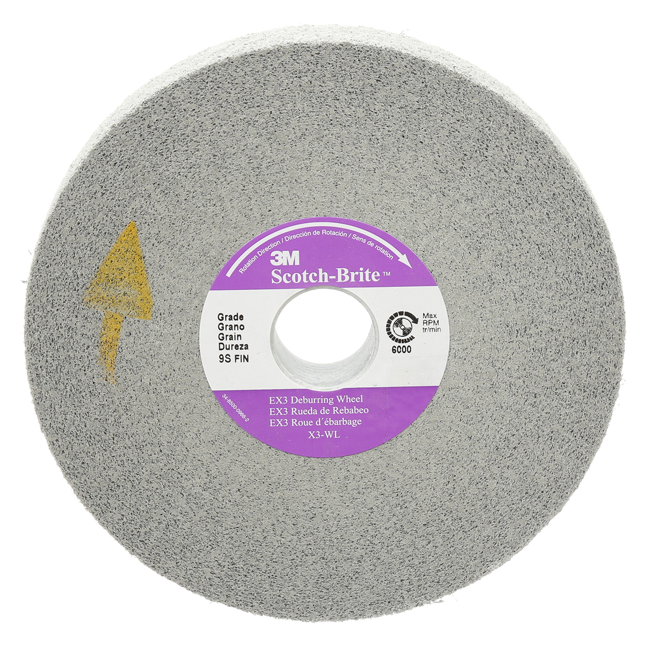 3M 7010290829 | Scotch-Brite 3" Hole Diameter x 8" OAD x 2" Width Medium Grade Aluminum Oxide Deburring Wheel