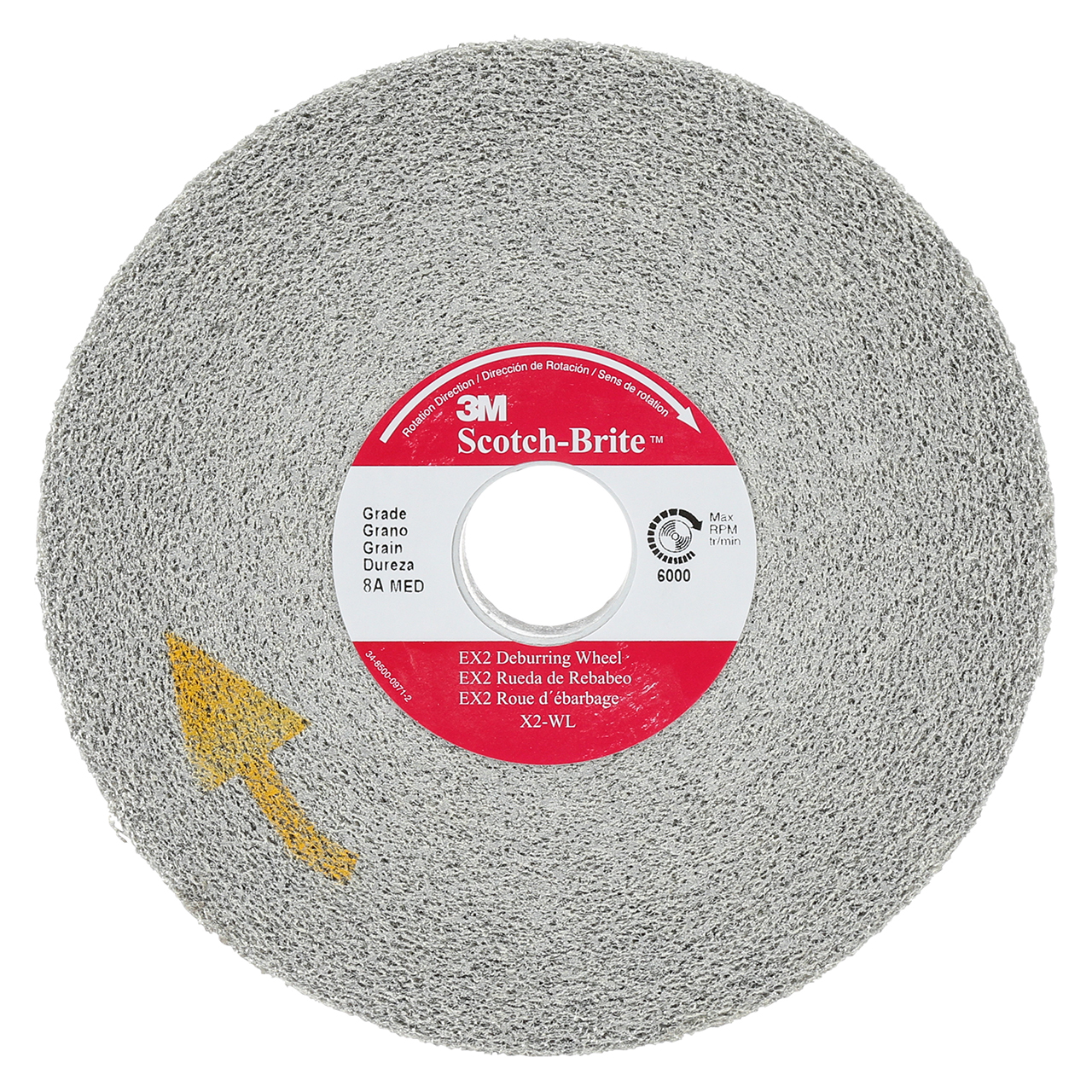 3M 7100159574 | Scotch-Brite 5" Hole Diameter x 12" OAD x 1-1/2" Width Fine Grade Silicon Carbide Deburring wheel