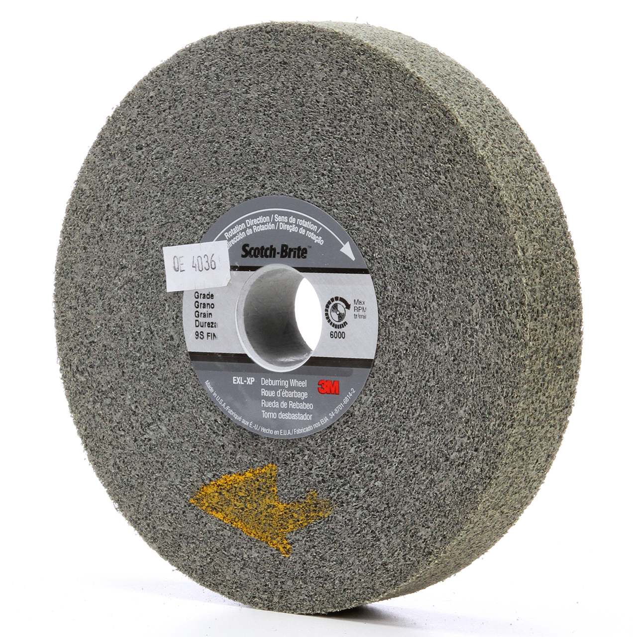 3M 7000121100 | Scotch-Brite 1" Hole Diameter x 6" OAD x 1" Width Fine Grade Silicon Carbide Deburring Wheel