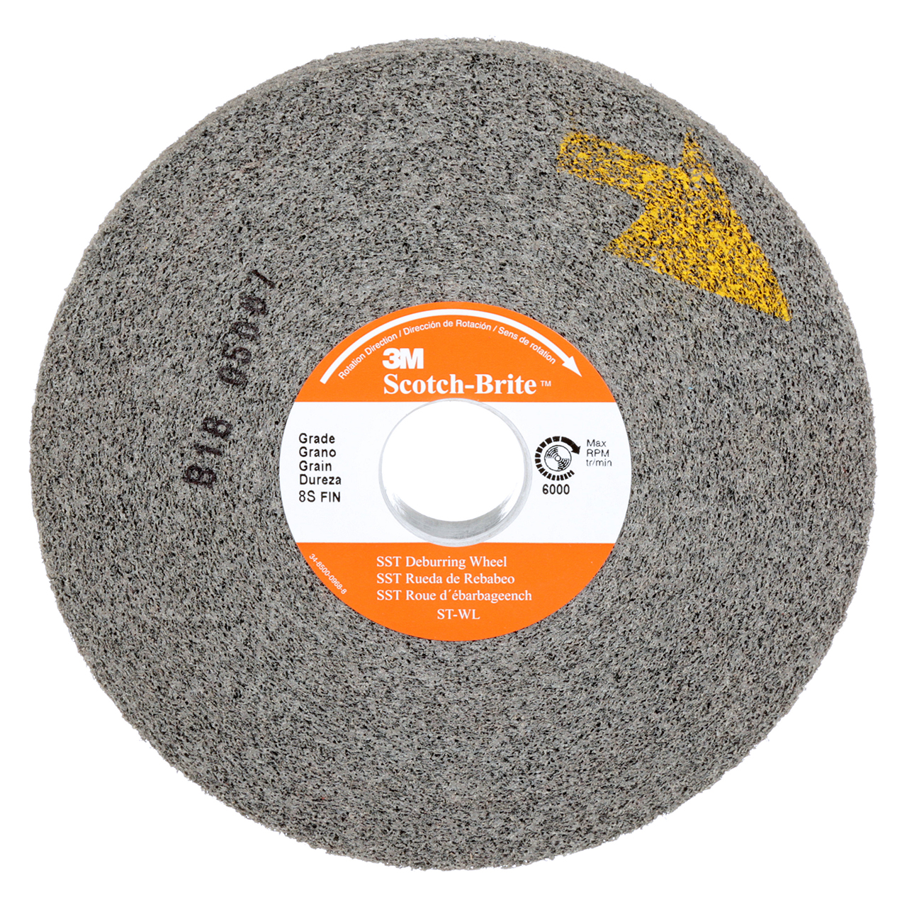 3M 7010365990 | Scotch-Brite 5" Hole Diameter x 12" OAD x 3" Width  ST-WL Aluminum Oxide SST Deburring Wheel