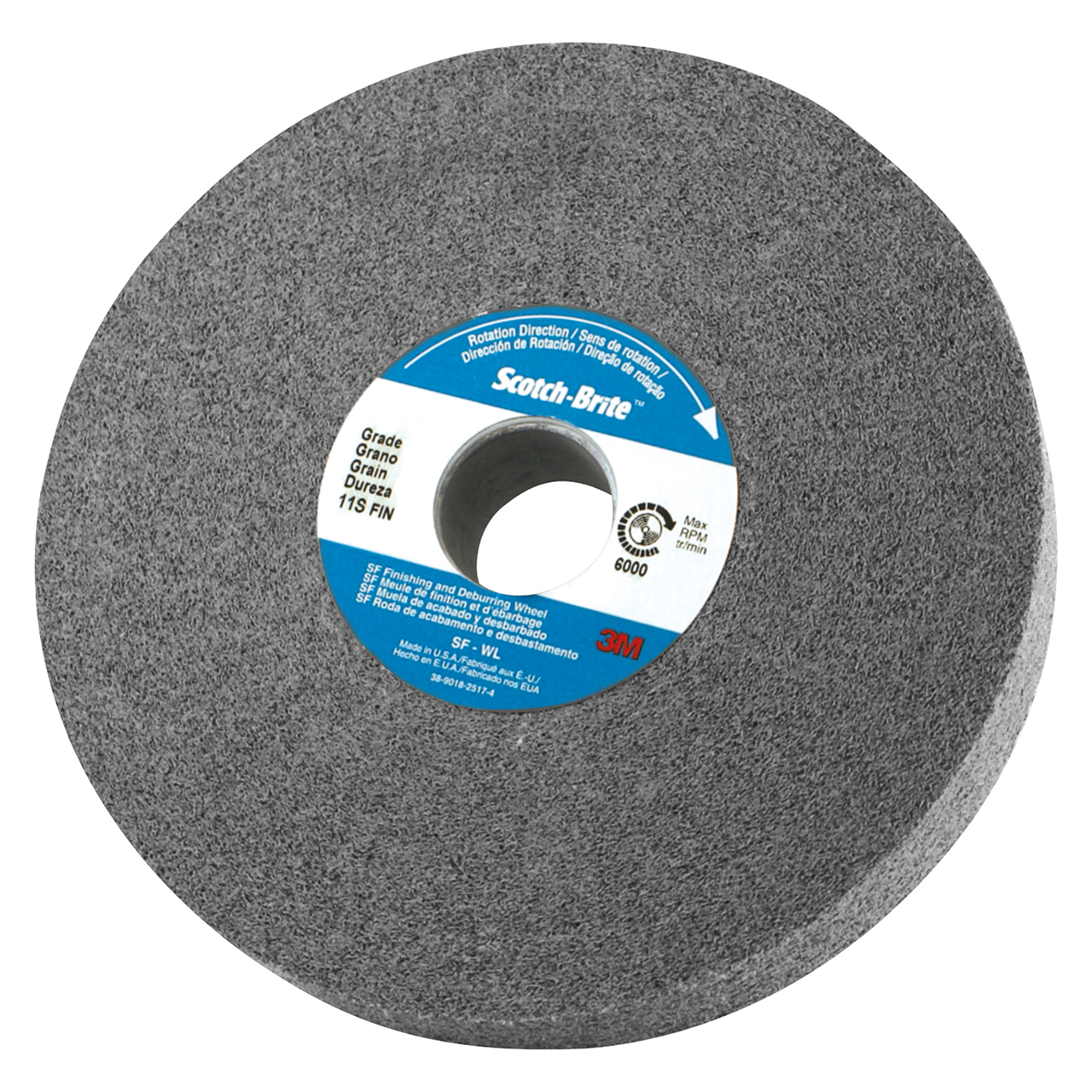 3M 7010365350 | Scotch-Brite 3" Hole Diameter x 8" OAD x 1" Width Fine Grade  SF-WL Silicon Carbide Finishing & Deburring Wheel