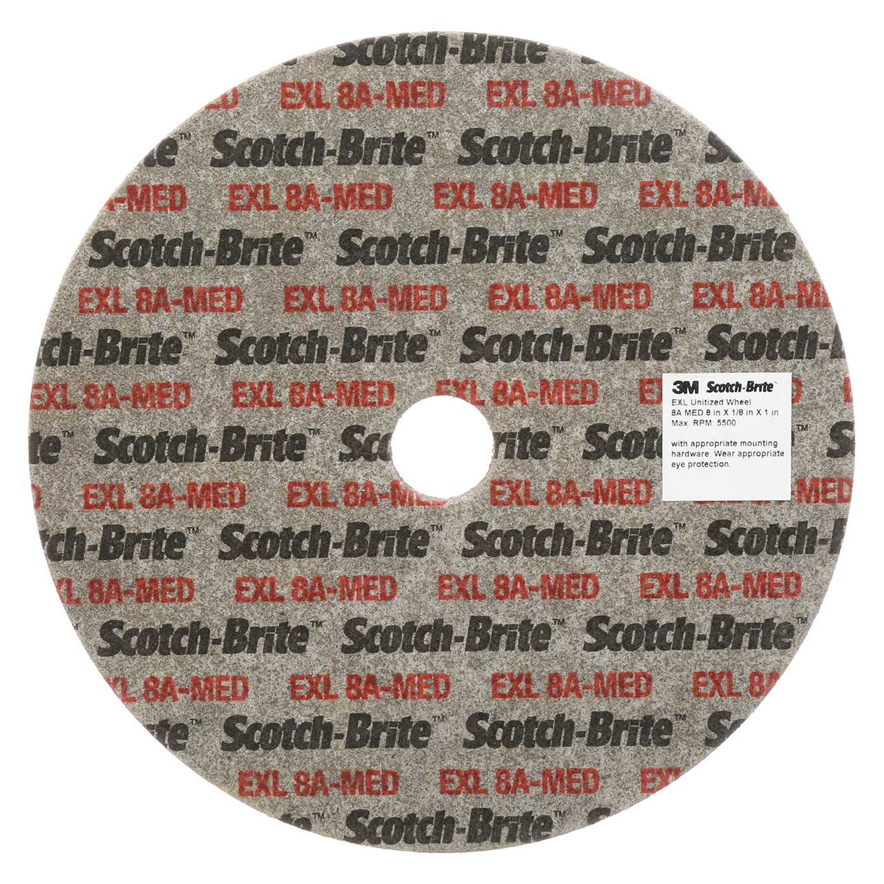 3M 7100188522 | Scotch-Brite 3" Hole Diameter x 8" OAD x 1/2" Width Medium Grade Aluminum Oxide EXL Unitized Wheel