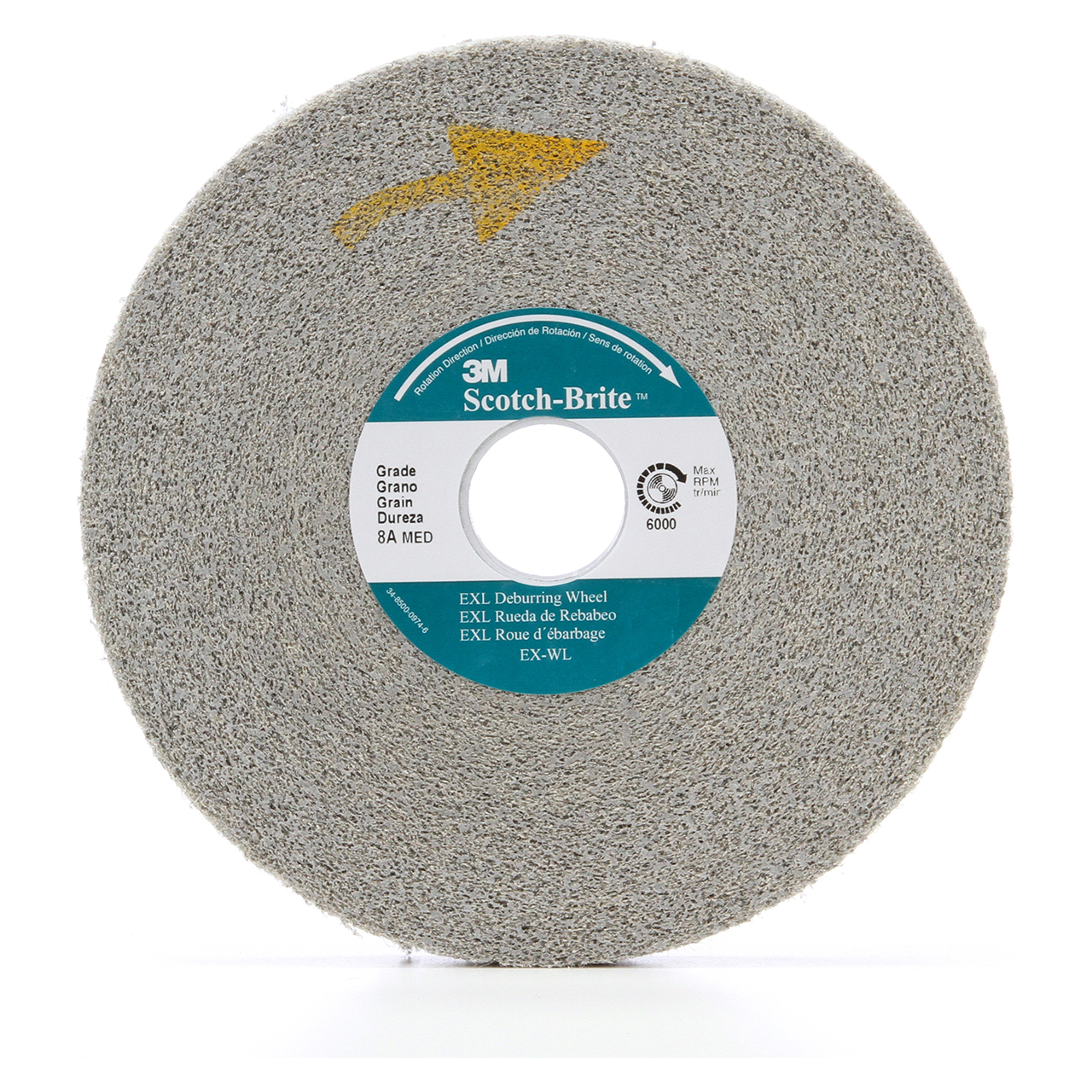 3M 7100239893 | Scotch-Brite 3" Hole Diameter x 8" OAD x 3/4" Width Fine Grade Silicon Carbide Deburring Wheel