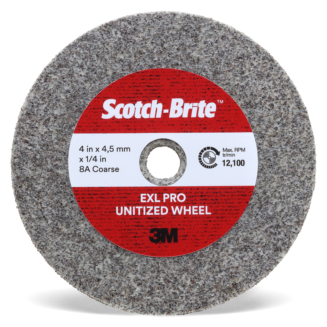 3M 7100136383 | Scotch-Brite 1" Hole Diameter x 8" OAD x 11/64" Width Coarse Grade Aluminum Oxide PRO Unitized Wheel