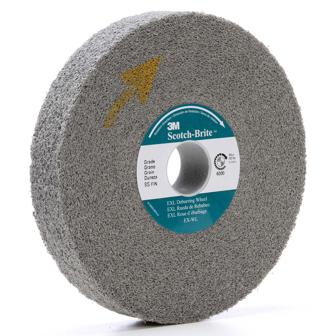 3M 7010290177 | Scotch-Brite 1" Hole Diameter x 4" OAD x 5/8" Width Fine Grade Silicon Carbide Deburring Wheel