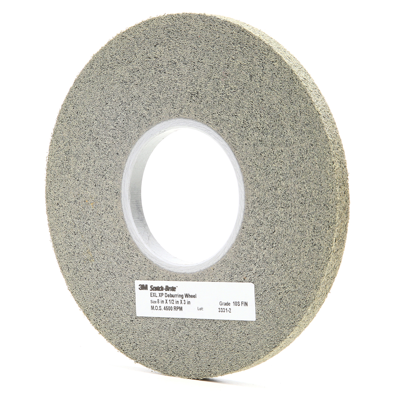 3M 7000121102 | Scotch-Brite 3" Hole Diameter x 8" OAD x 1" Width Fine Grade XP-WL Silicon Carbide Deburring Wheel