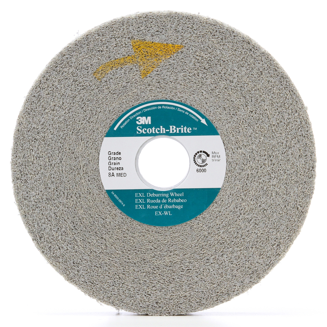 3M 7100188323 | Scotch-Brite 3" Hole Diameter x 8" OAD x 5/16" Width Fine Grade  Silicon Carbide Deburring Wheel