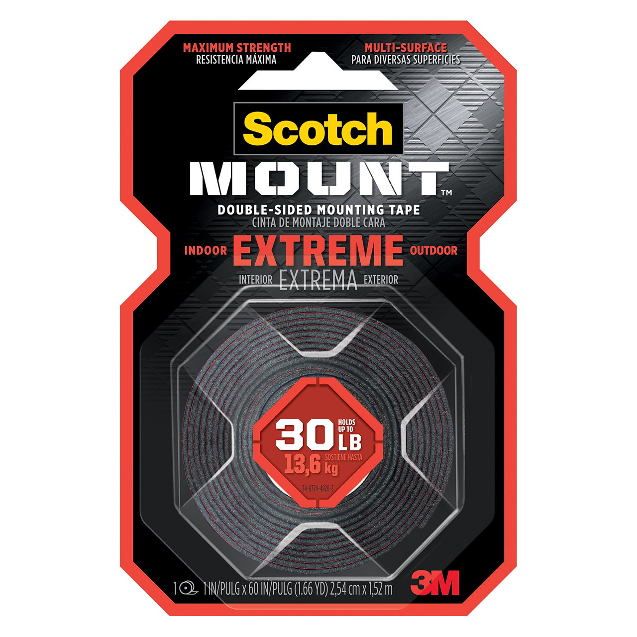 3M 7100205646 | Scotch-Mount 60.000" OAL x 1.000" Width General Purpose Foam Tape