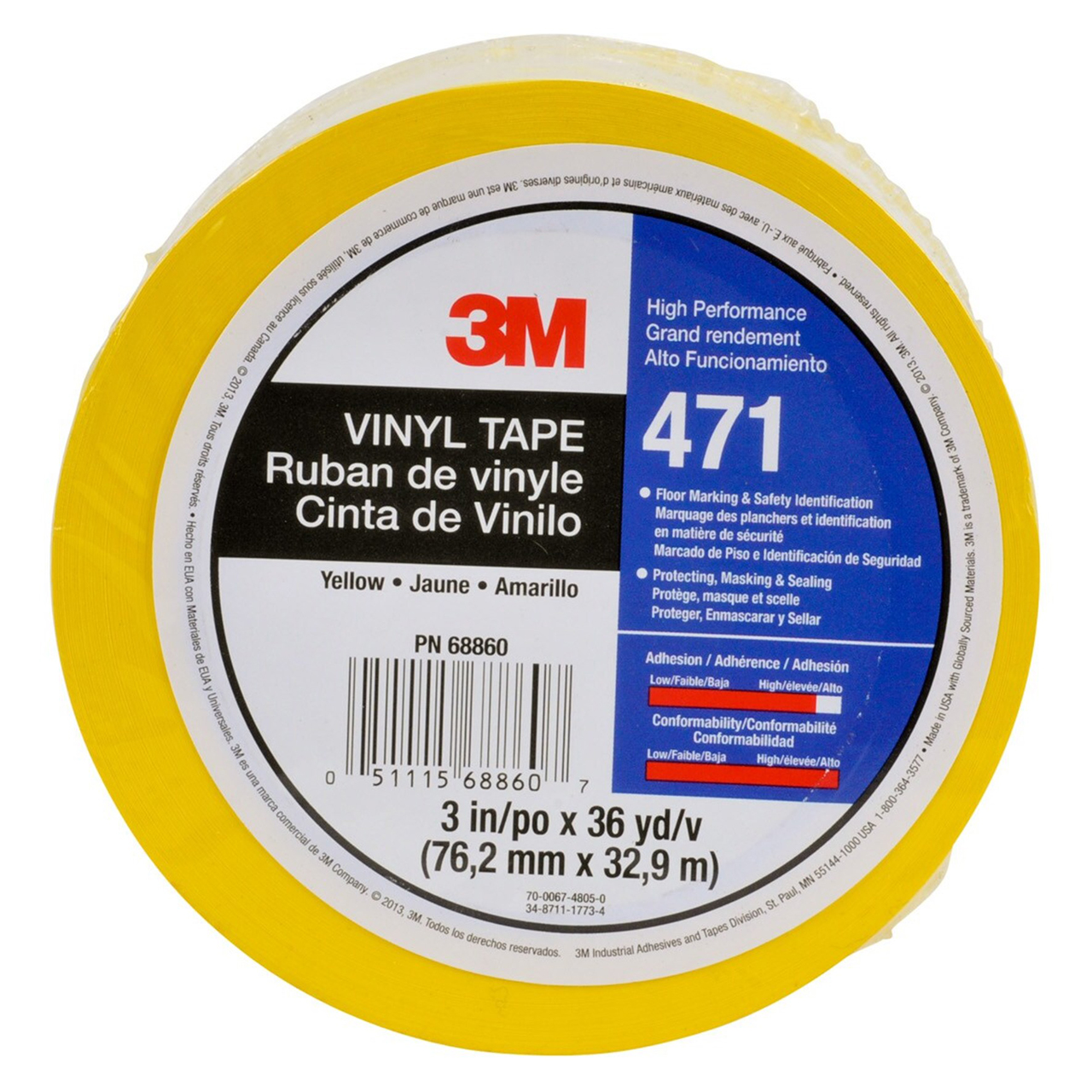 3M 7010316494 | 36 yd x 1.500" Width x 5.2 mil Thickness Vinyl Tape
