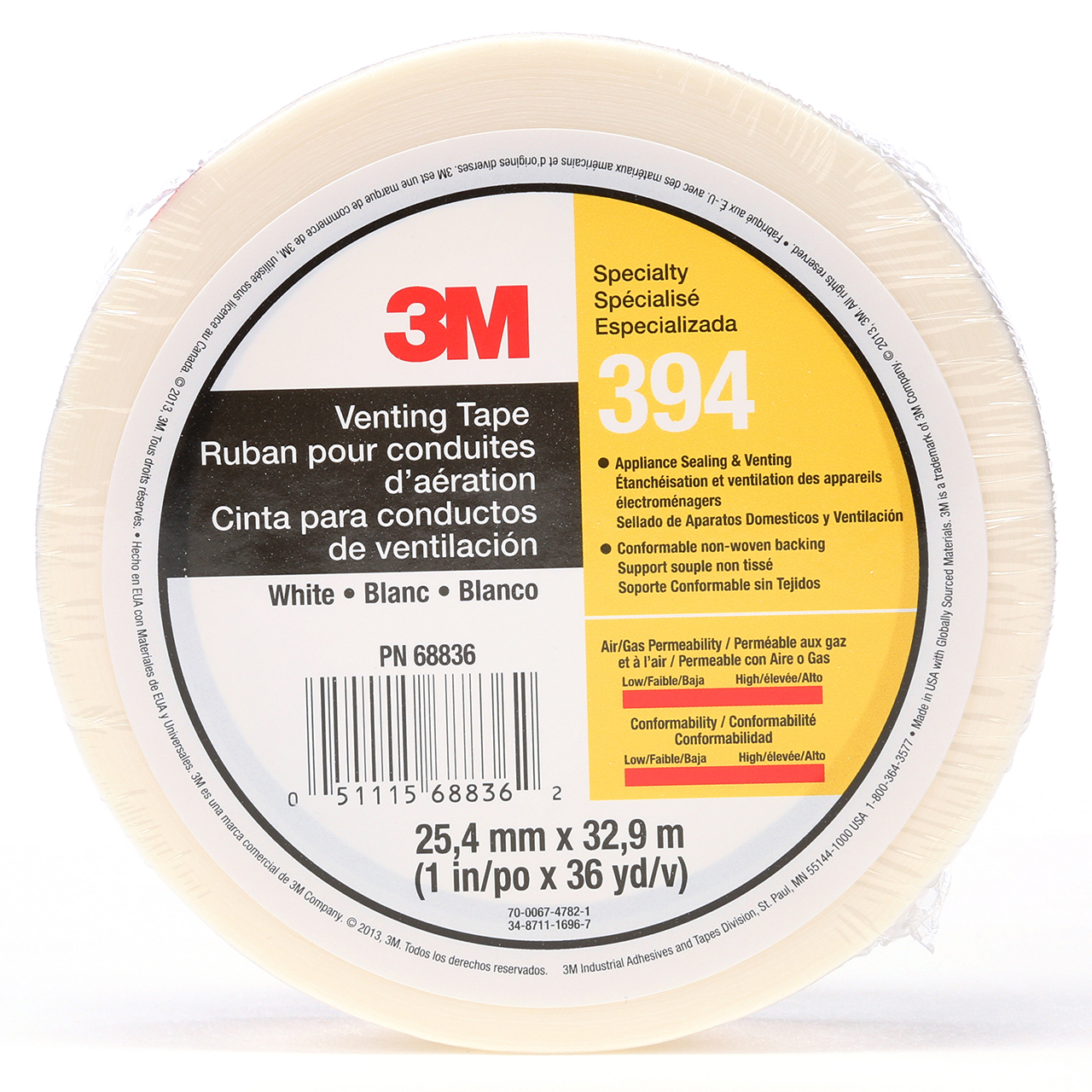 3M 7010335135 | 36 yd x 1.000" Width x 4.0 mil Thickness Specialty Application Tape