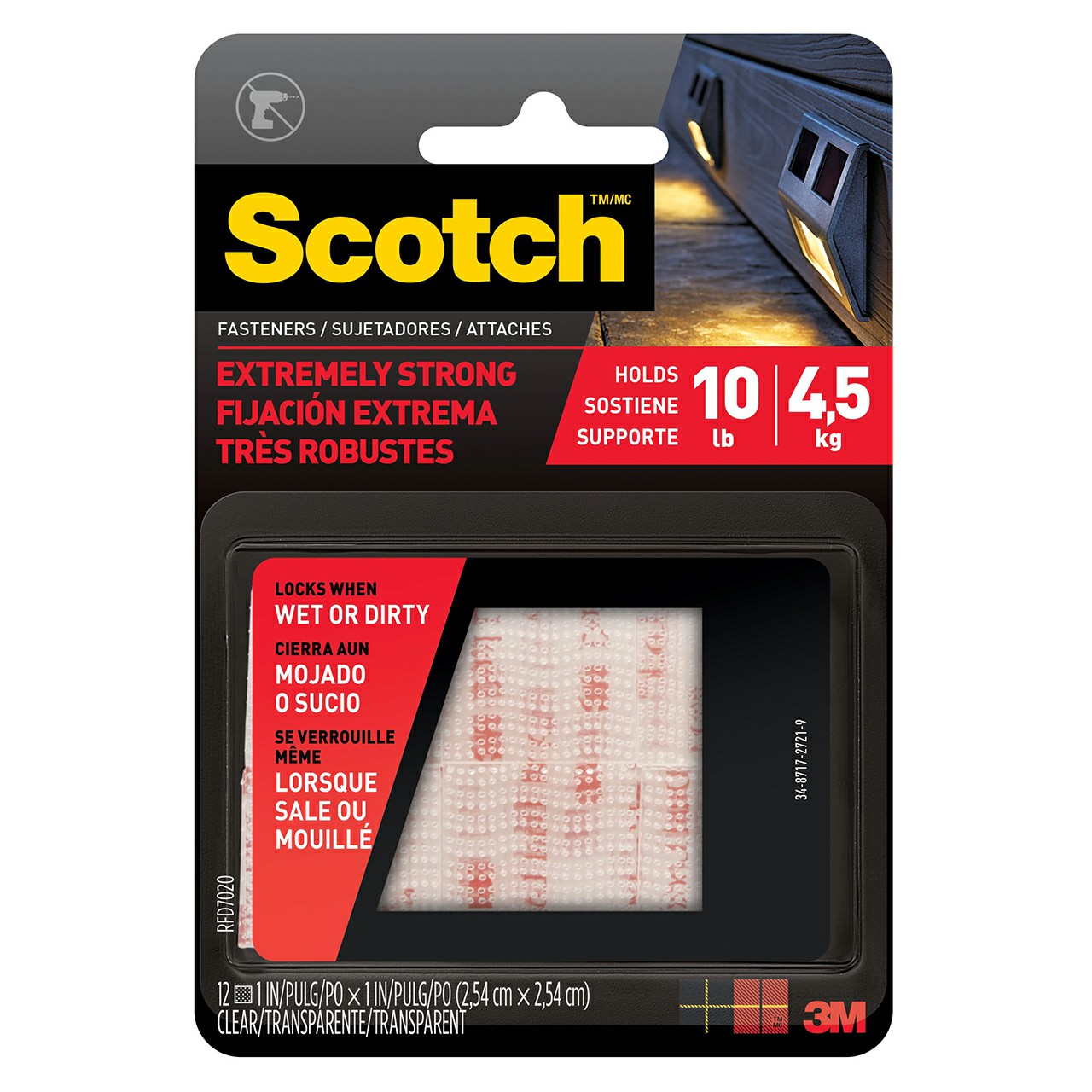 3M 7100110905 | Scotch 1.000" OAL x 1.000" Width Mushroom Hook Fasteners