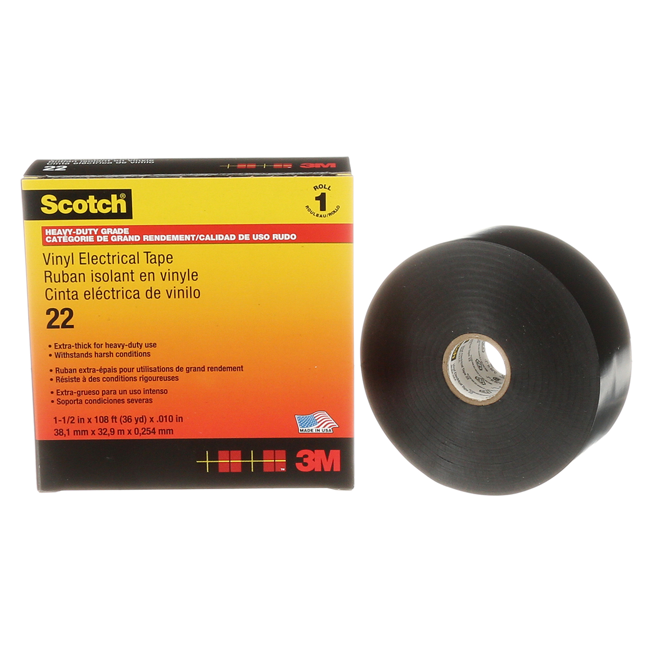 3M 7000031345 | 22-1.5X36YD Scotch 36 yd x 1.500" Width x 10.0 mil Thickness Electrical Tape
