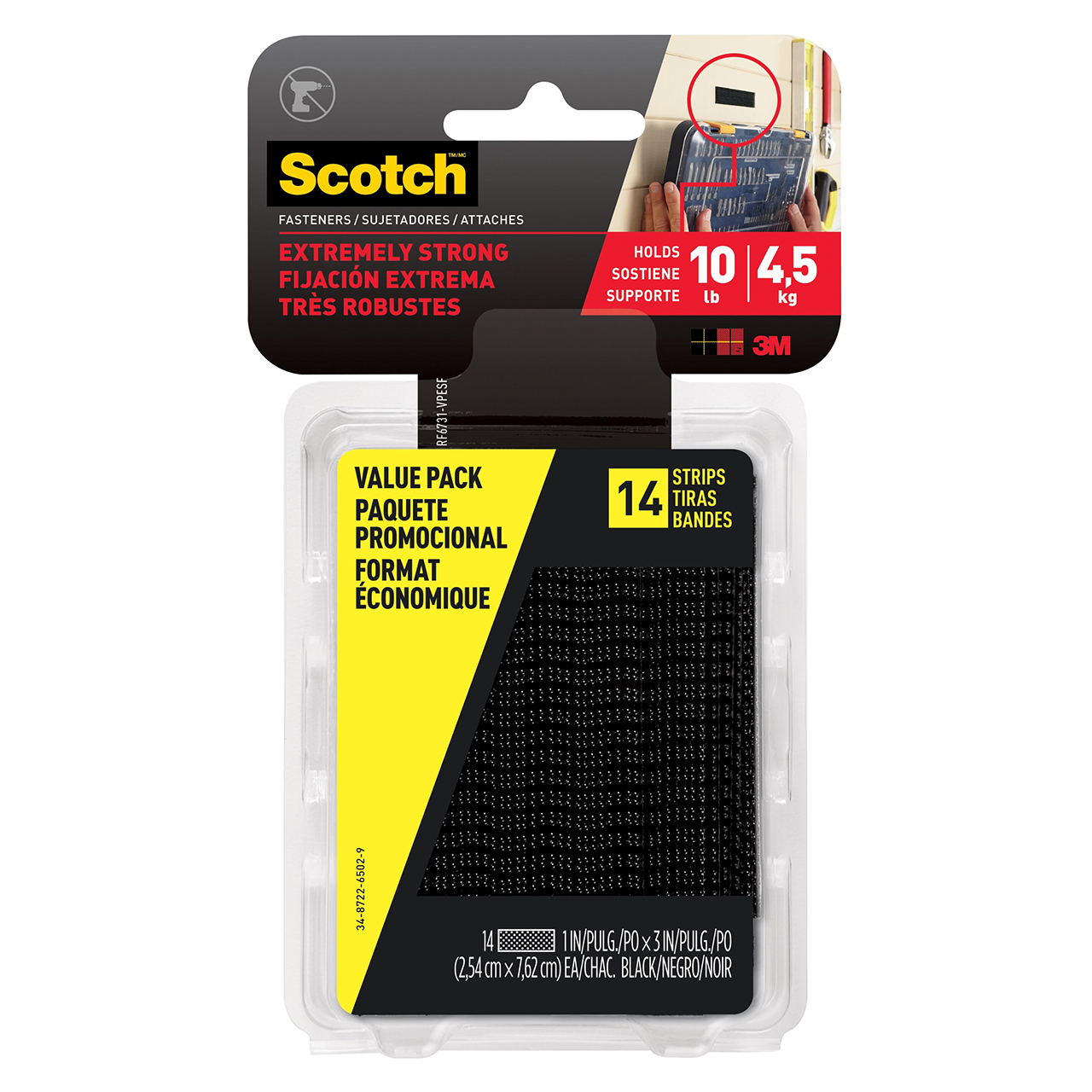 3M 7100168494 | Scotch 3.000" OAL x 1.000" Width Mushroom Hook Fasteners