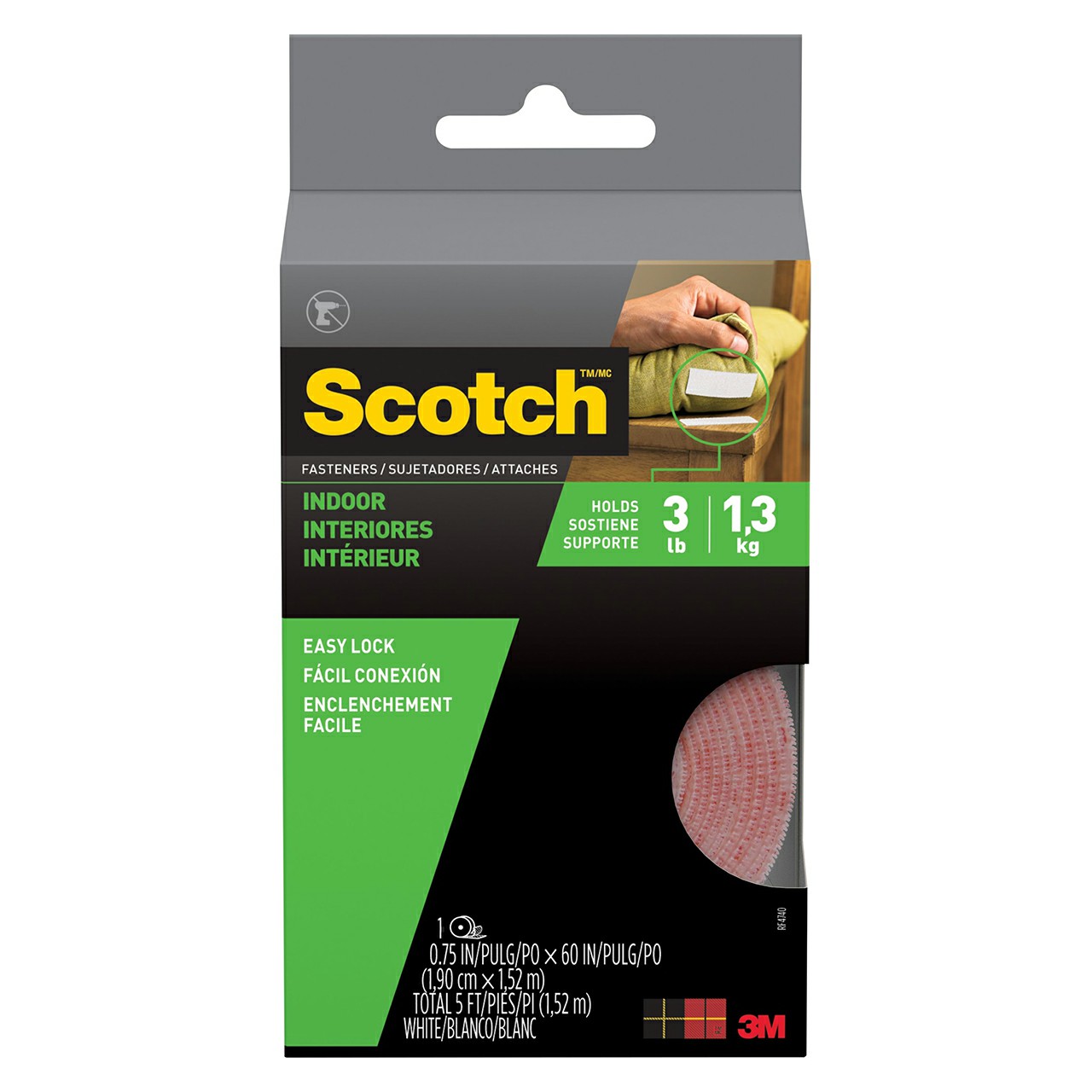 3M 7100103961 | Scotch 5' OAL x 0.750" Width Hook & Loop Fasteners