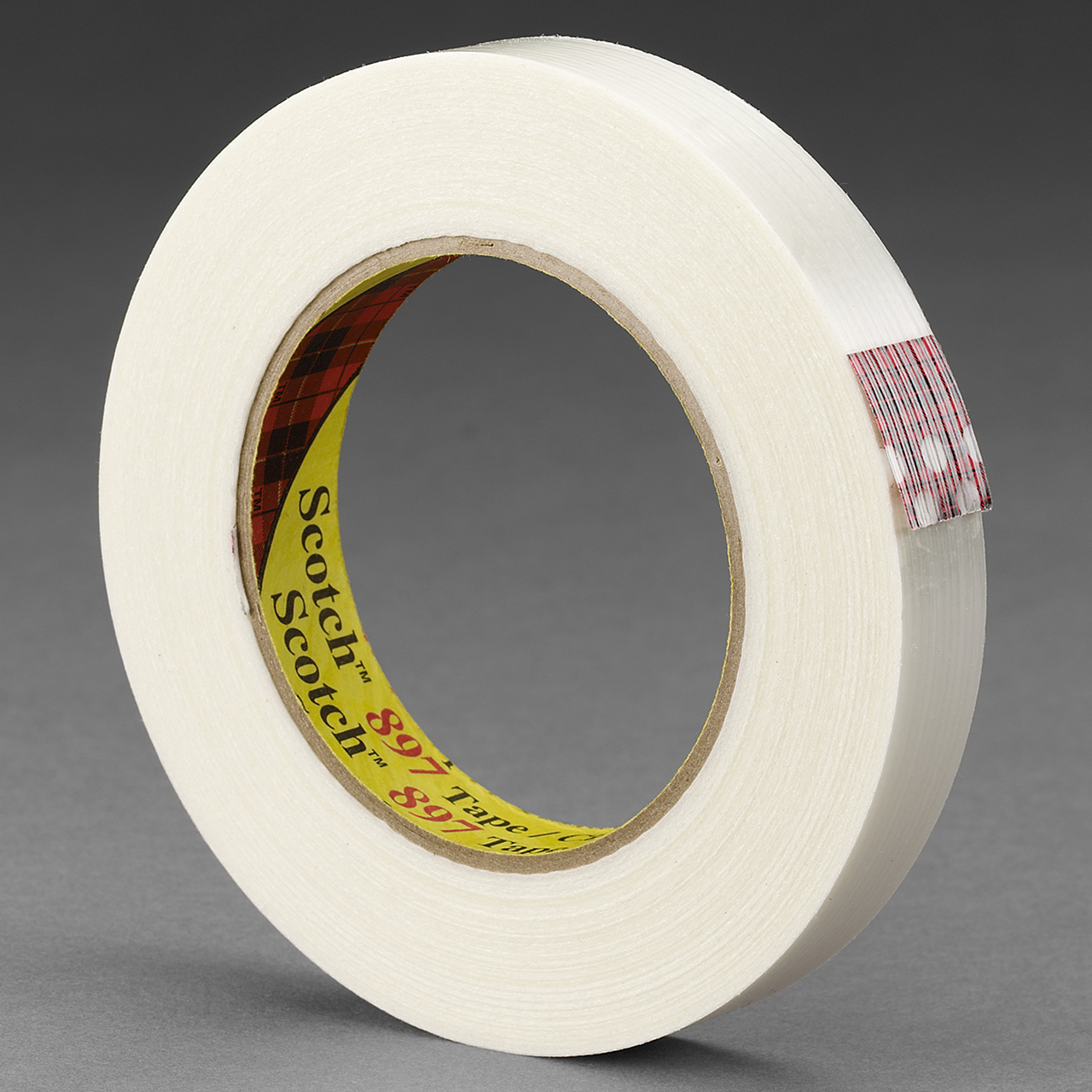 3M 7000136939 | Scotch 3.000" Size x 360.890yd OAL x 0.470" Width Polypropylene Film 897 Filament Tape - Transparent