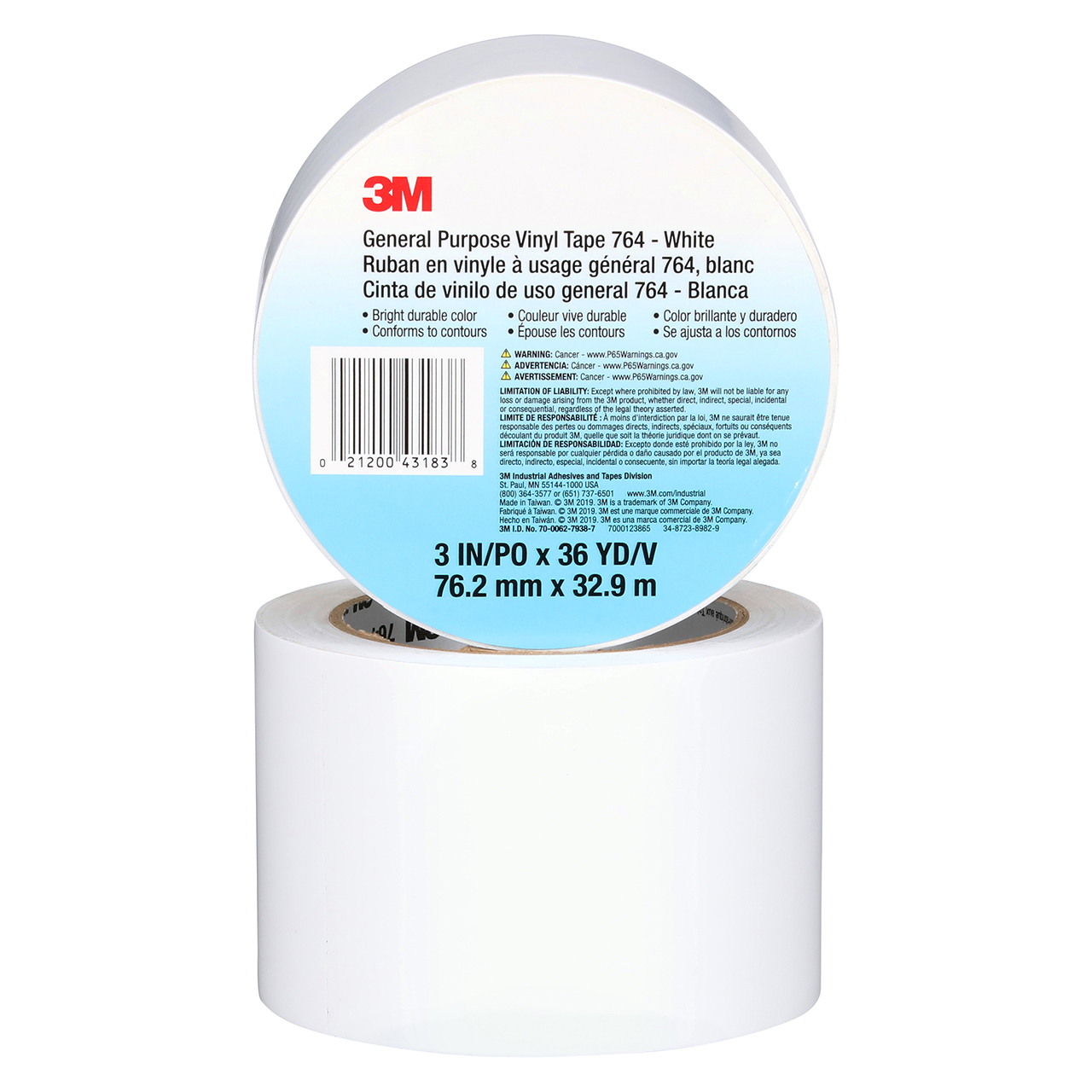 3M 7000123865 | 43183 36 yd x 3.000" Width x 5.0 mil Thickness Vinyl Tape