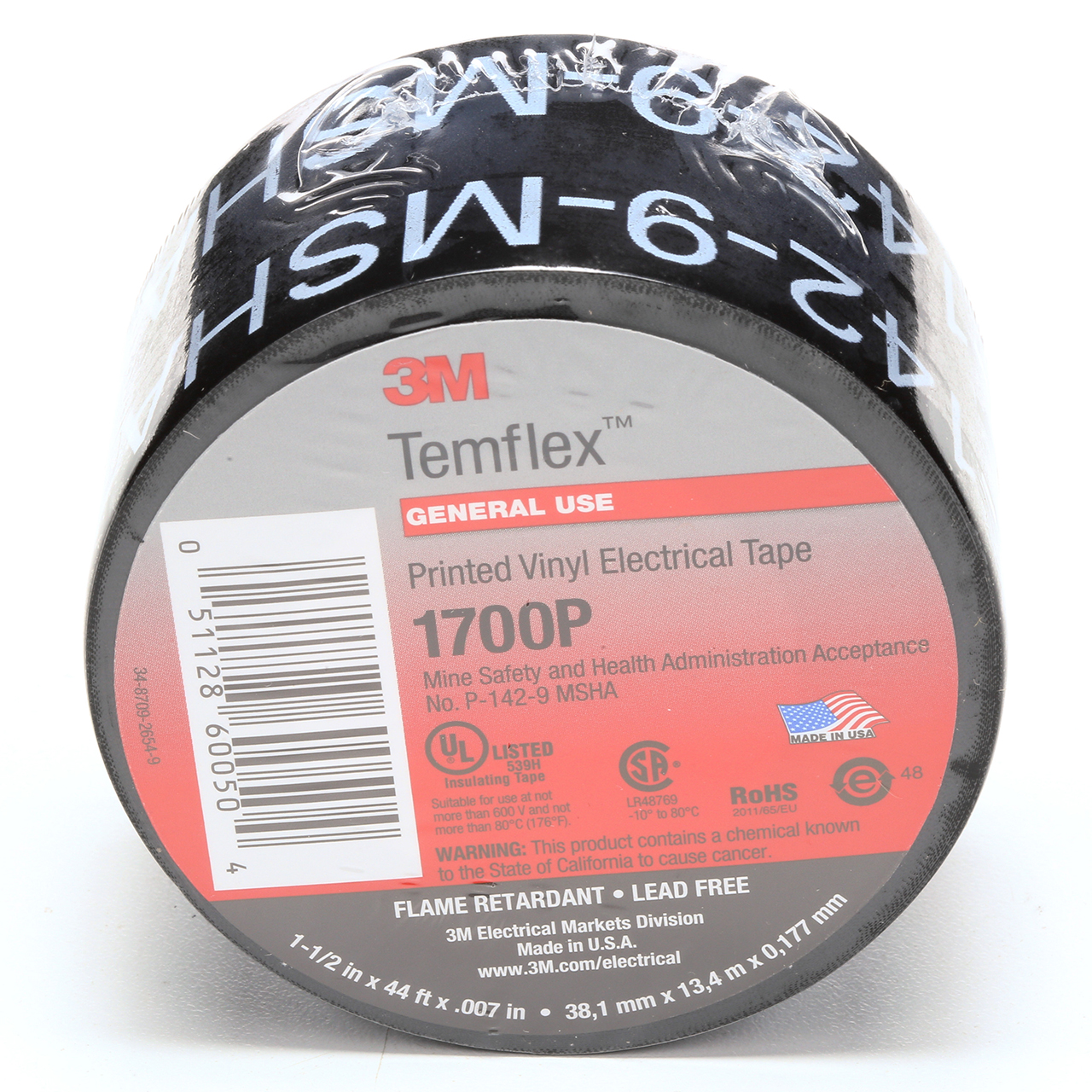 3M 7010398874 | 1700P-1.5X44FT Temflex 1.500" Width x 7.0 mil Thickness Electrical Tape