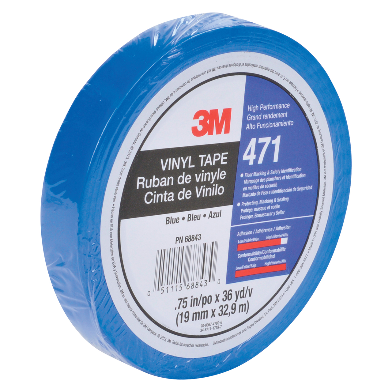 3M 7100044170 | 36 yd x 0.500" Width x 5.2 mil Thickness Vinyl Tape