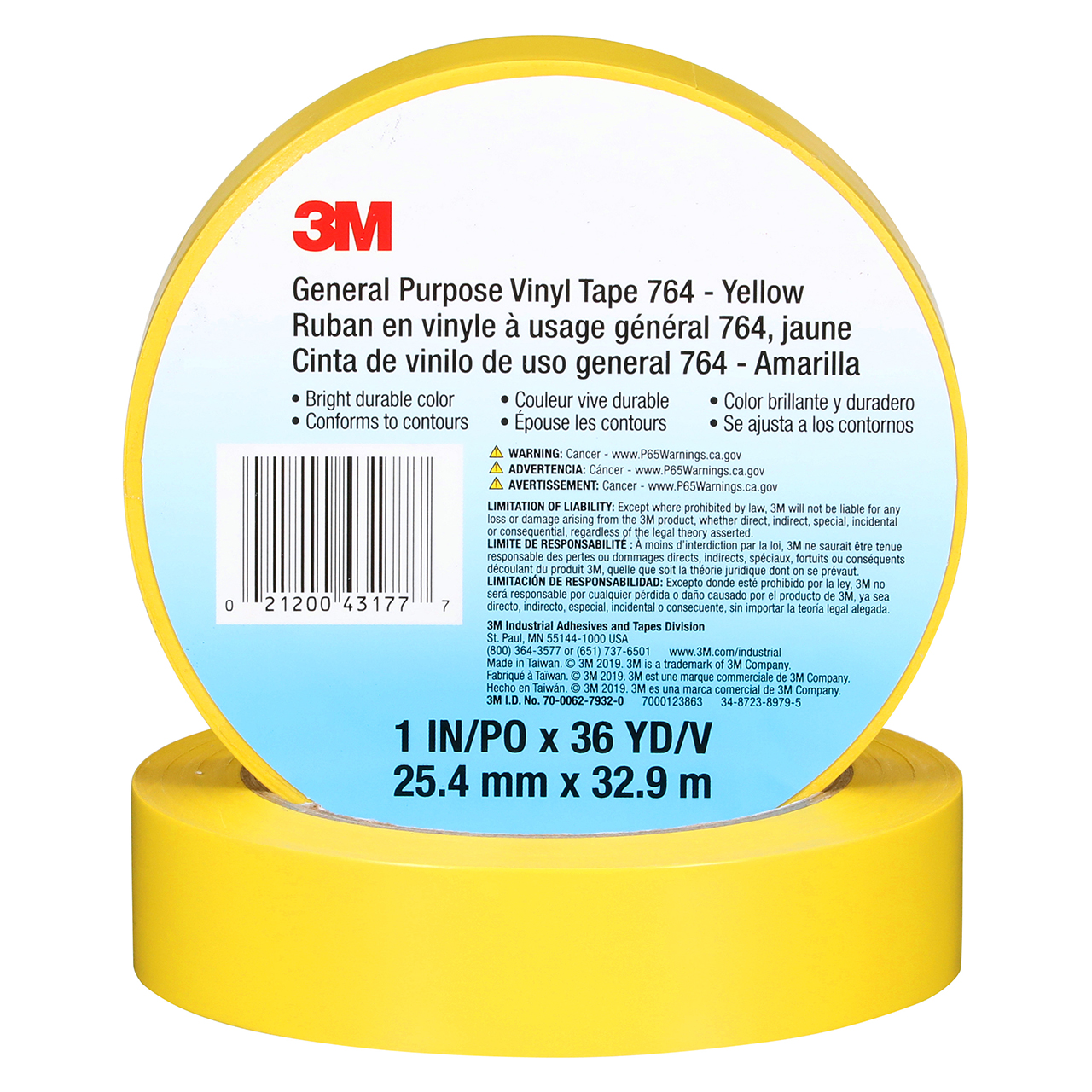 3M 7000123863 | 43177 36 yd x 1.000" Width x 5.0 mil Thickness Vinyl Tape