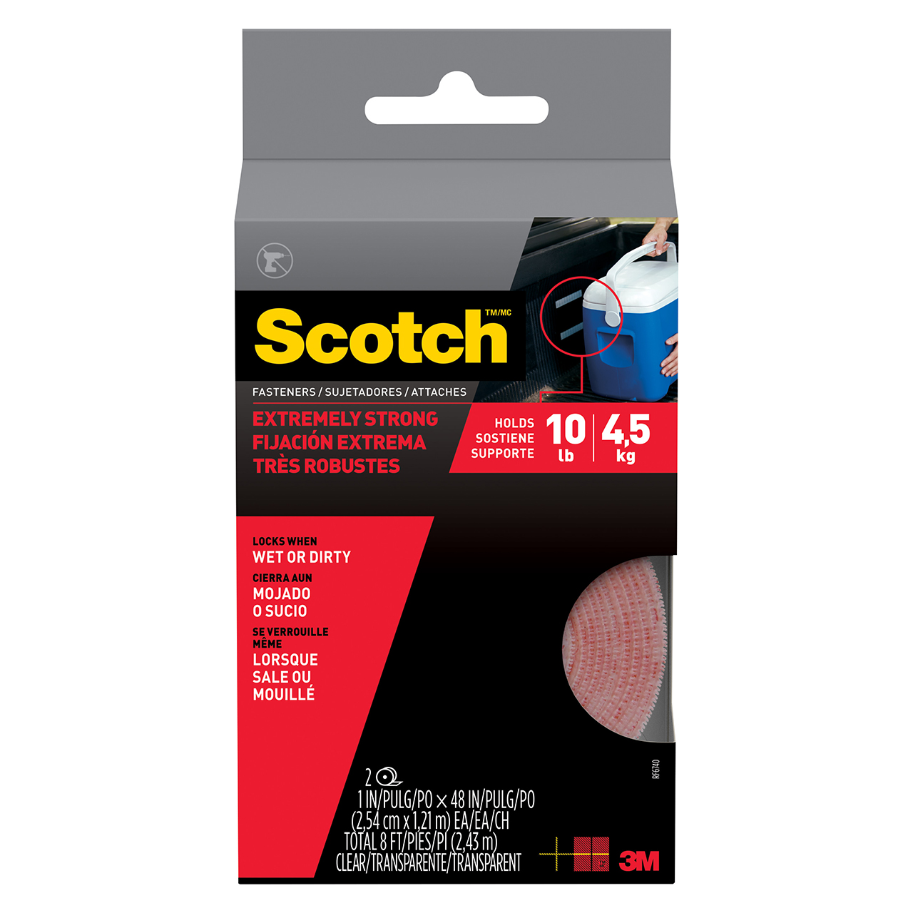 3M 7100110899 | Scotch 4' OAL x 1.000" Width Mushroom Hook Fasteners